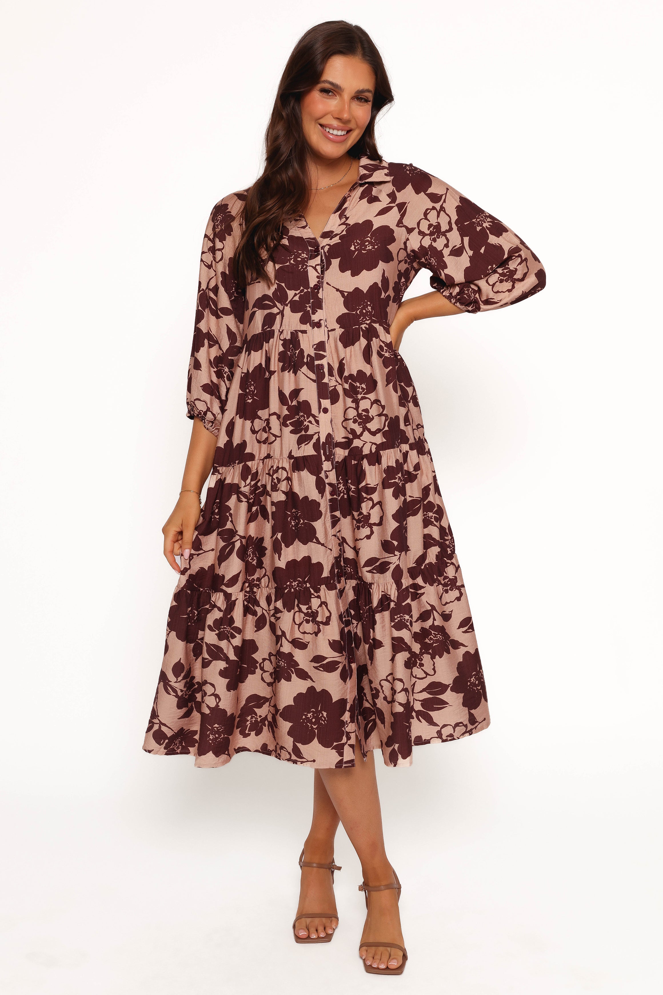 Petal and Pup USA DRESSES Isaac Maxi Dress - Brown Floral