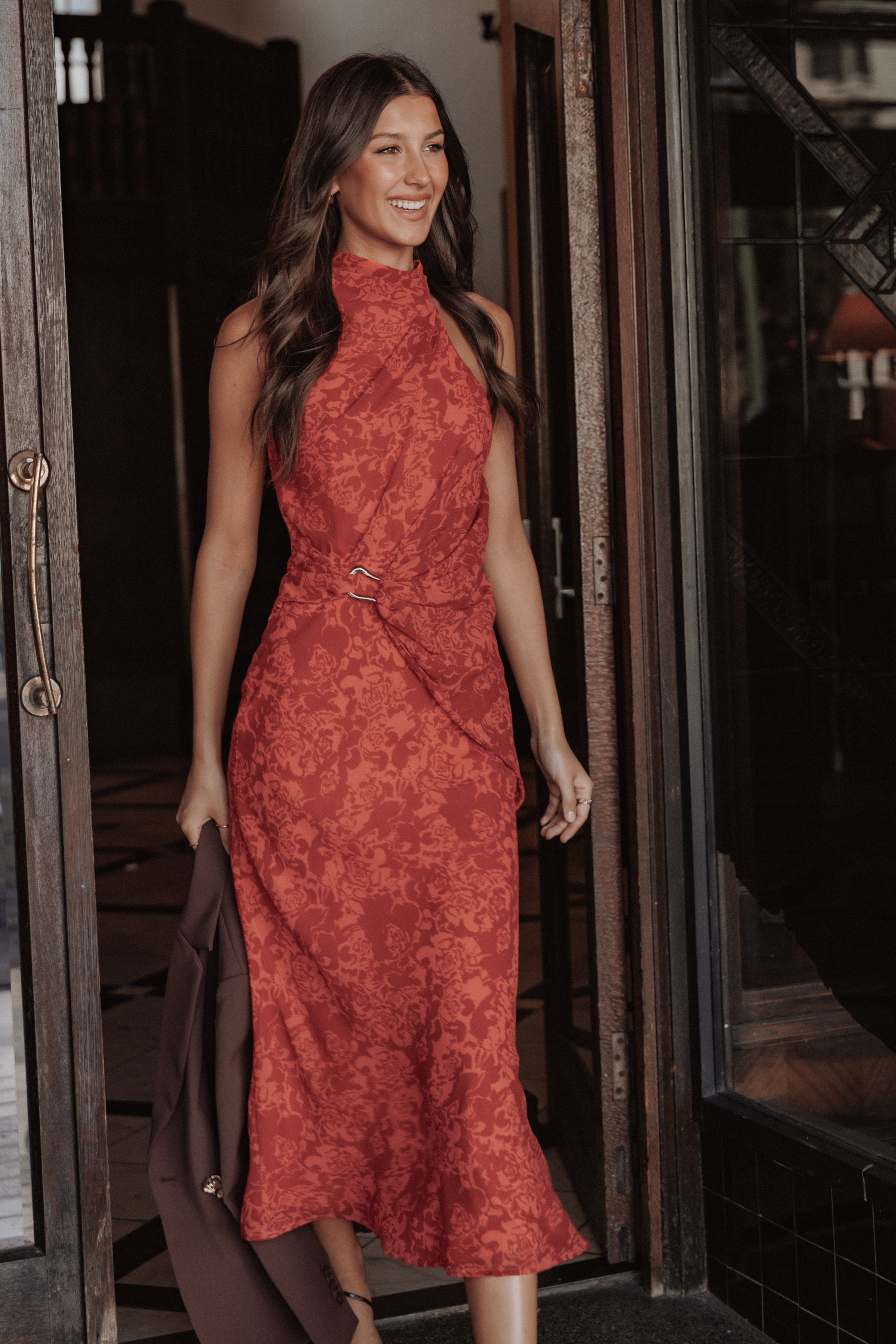 Petal and Pup USA DRESSES Isabeau Midi Dress - Red Roses