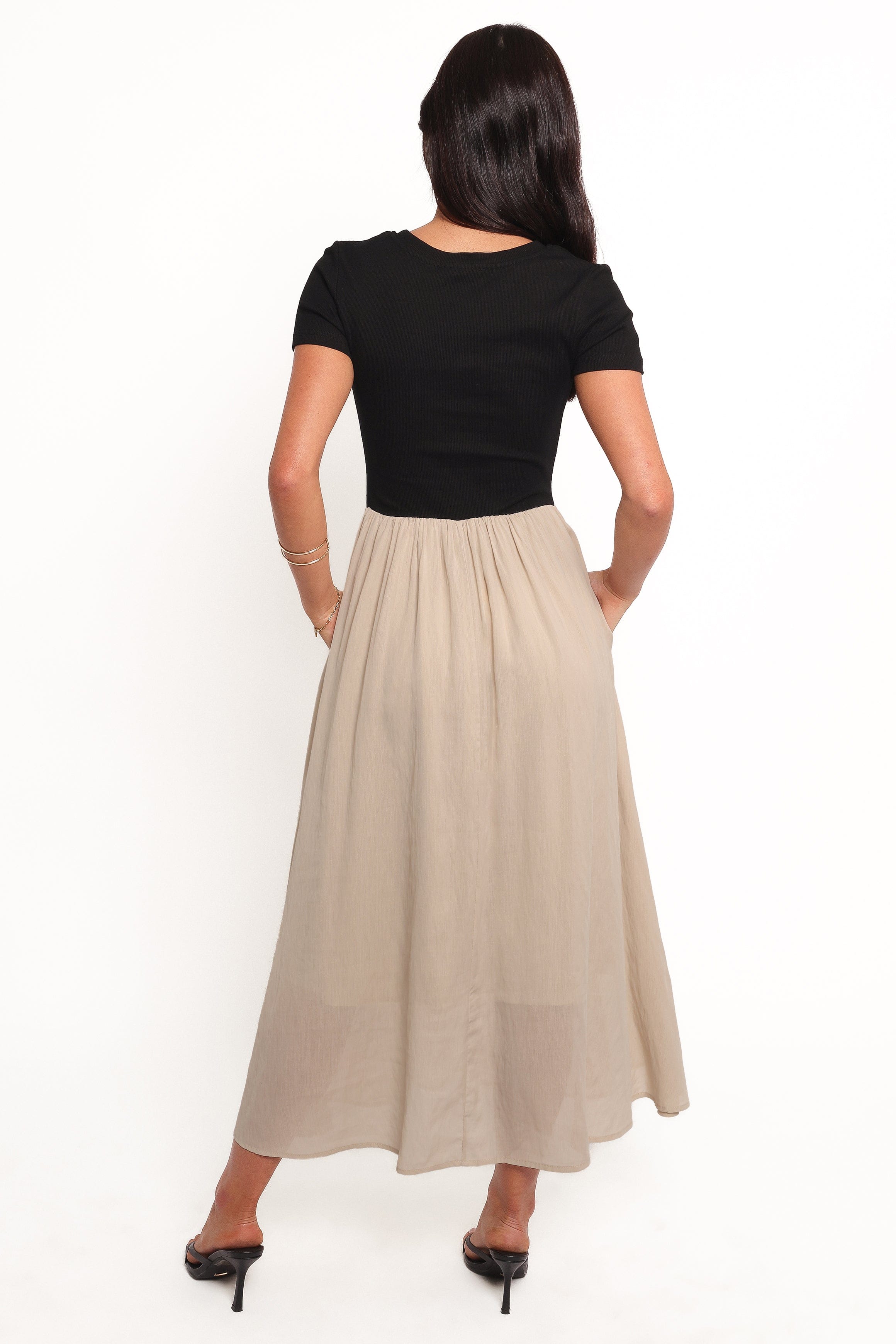 Petal and Pup USA DRESSES Isolde Midi Dress - Black/Beige