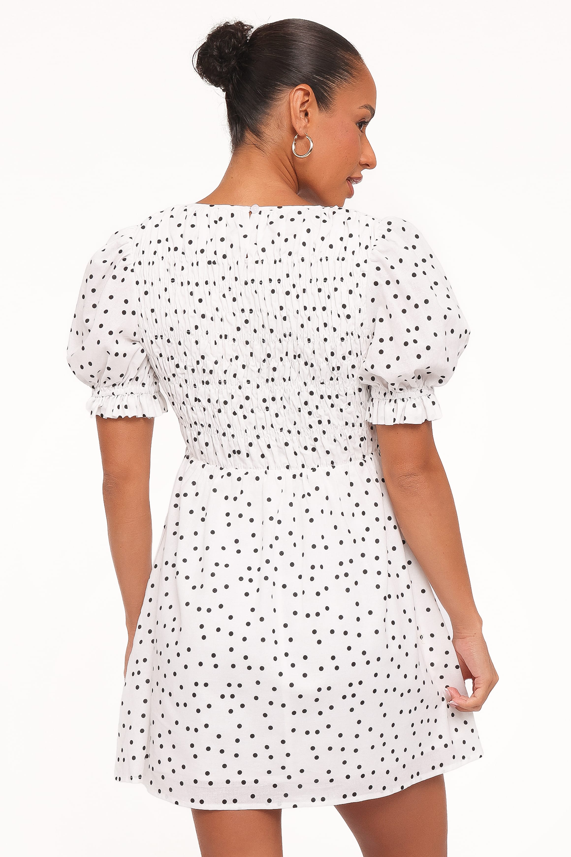 Petal and Pup USA DRESSES Jaclyn Mini Dress - White Polka Dot