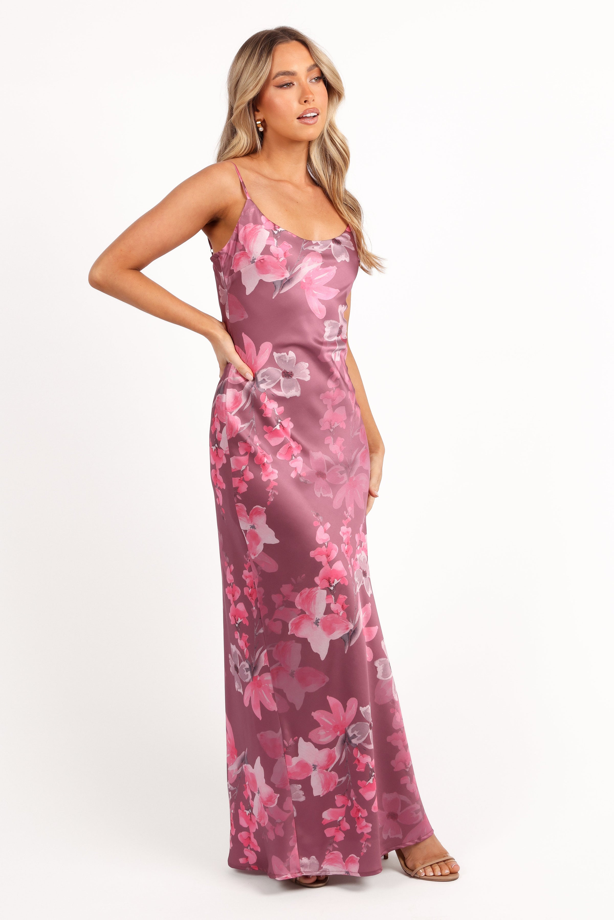 Petal and Pup USA DRESSES Jamie Maxi Slip Dress - Dark Rose Floral