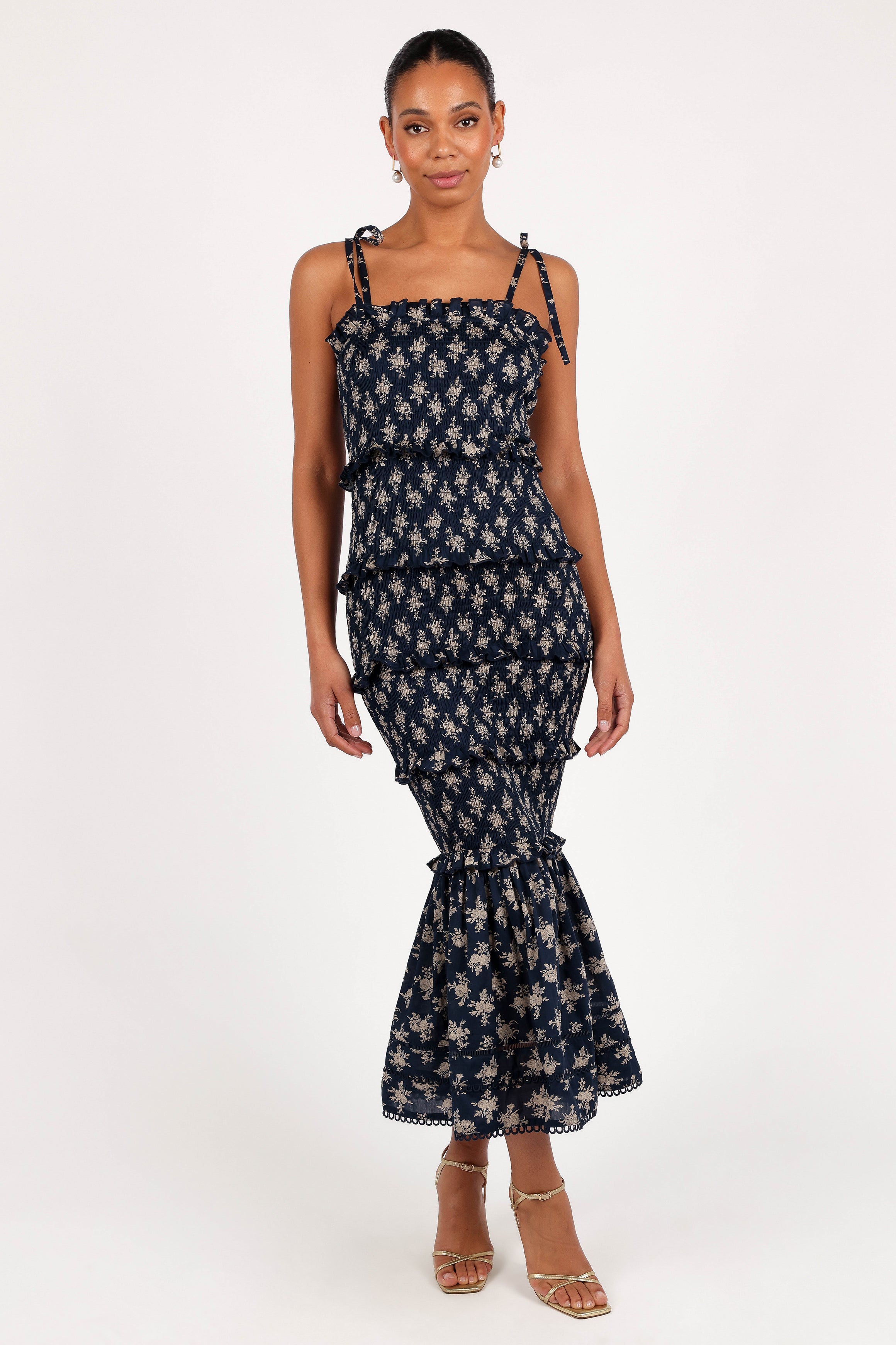 Petal and Pup USA DRESSES Jazy Midi Dress - Navy Floral