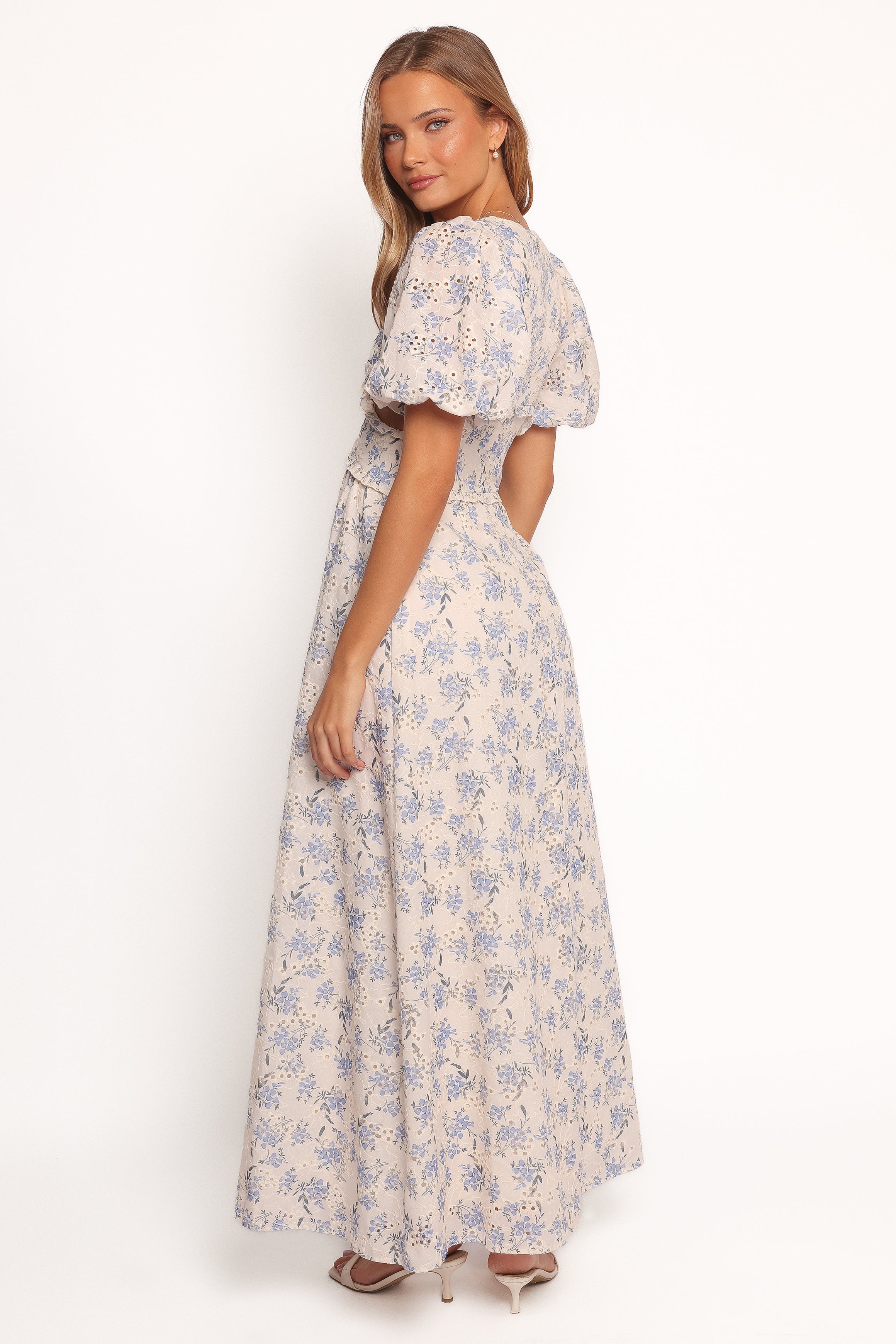 Petal and Pup USA DRESSES Jemima Puff Shoulder Maxi Dress - Blue Floral (Hold for Rack)