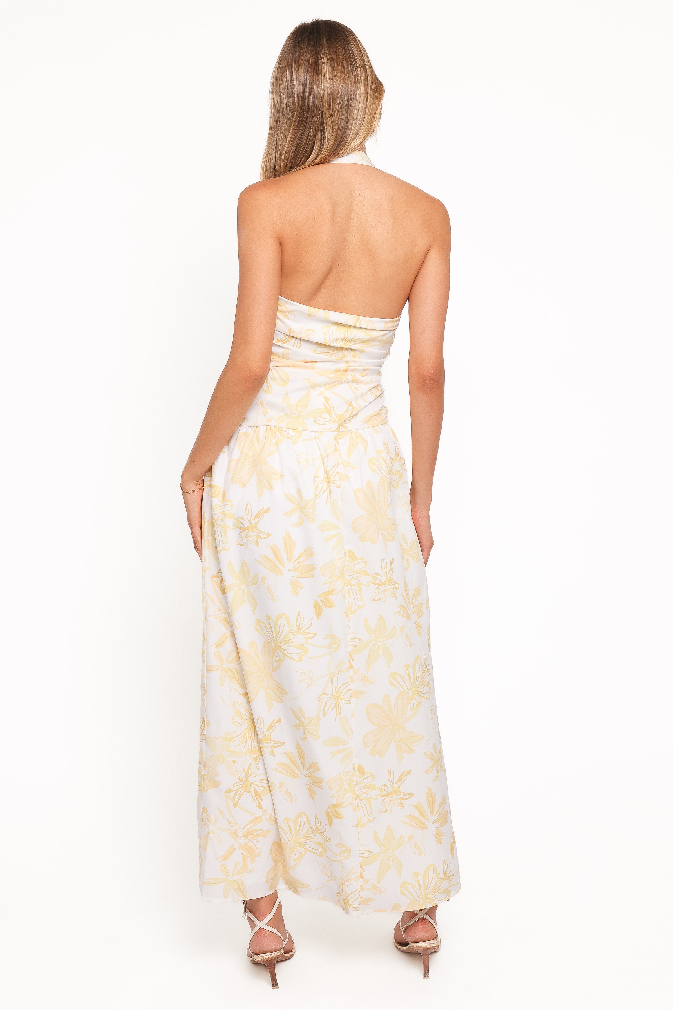 Petal and Pup USA DRESSES Jemma Halter Maxi Dress - Yellow Floral