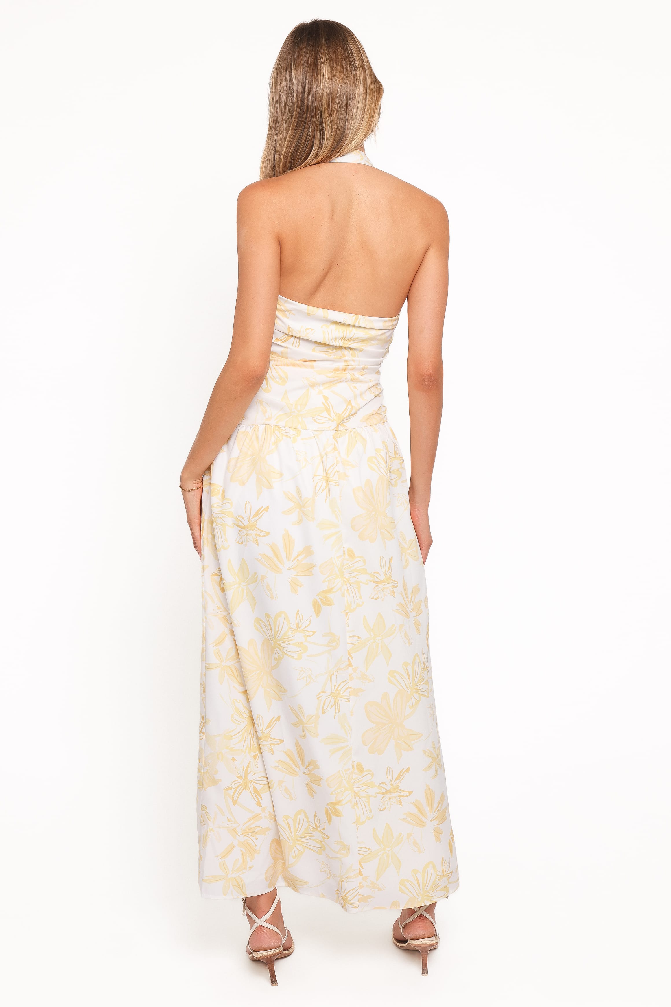 Petal and Pup USA DRESSES Jemma Halter Maxi Dress - Yellow Floral