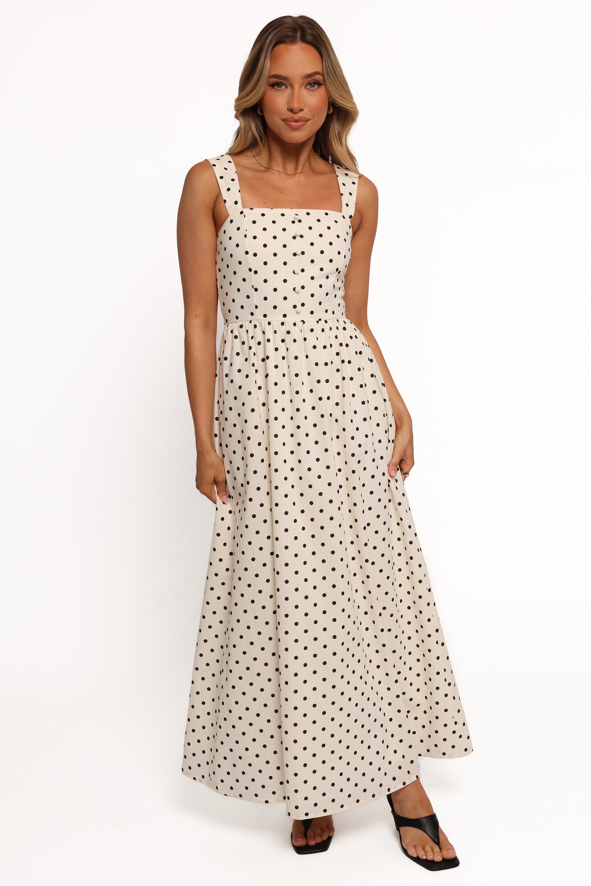 Petal and Pup USA DRESSES Jenni Maxi Dress - White Polka Dot