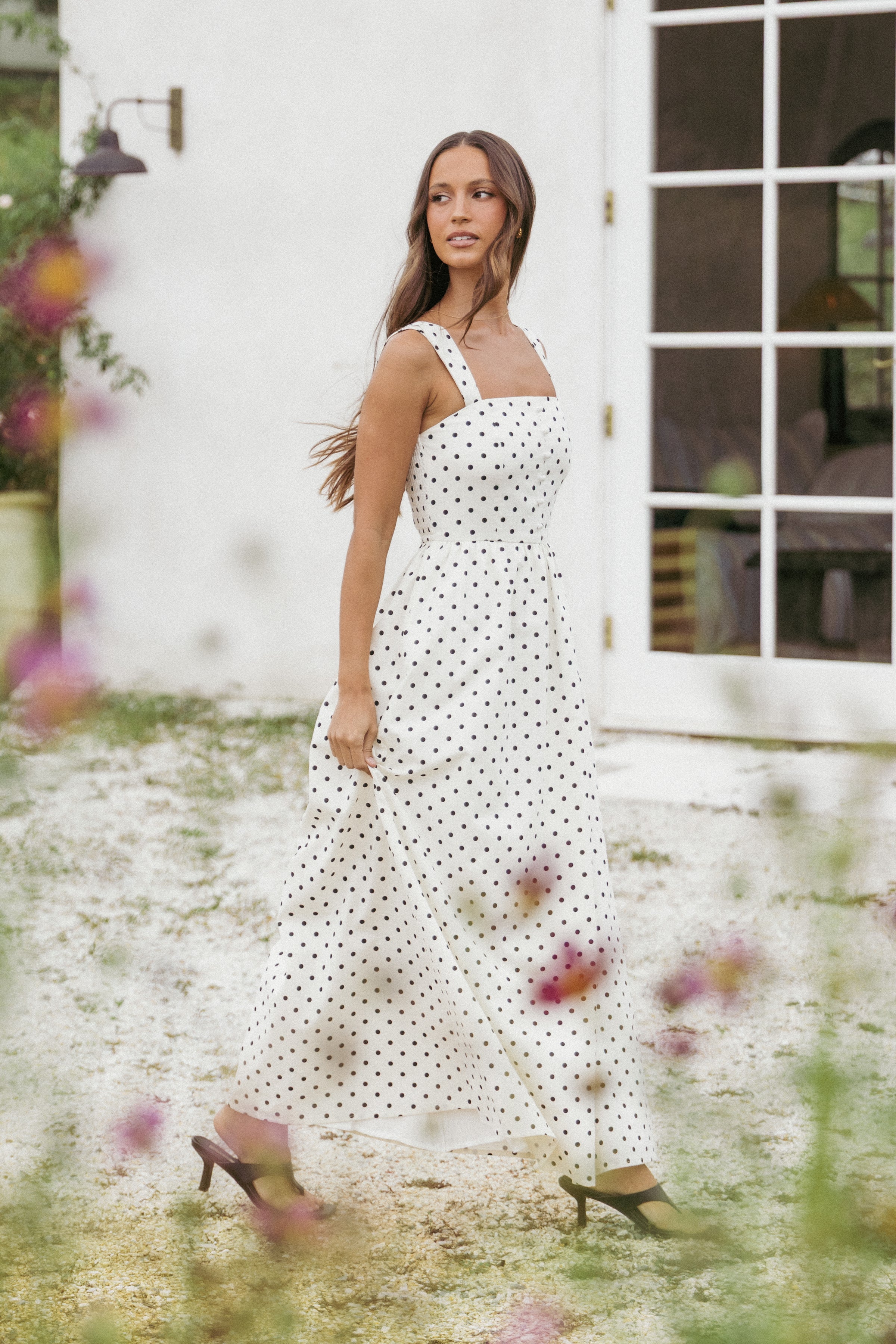 Petal and Pup USA DRESSES Jenni Maxi Dress - White Polka Dot