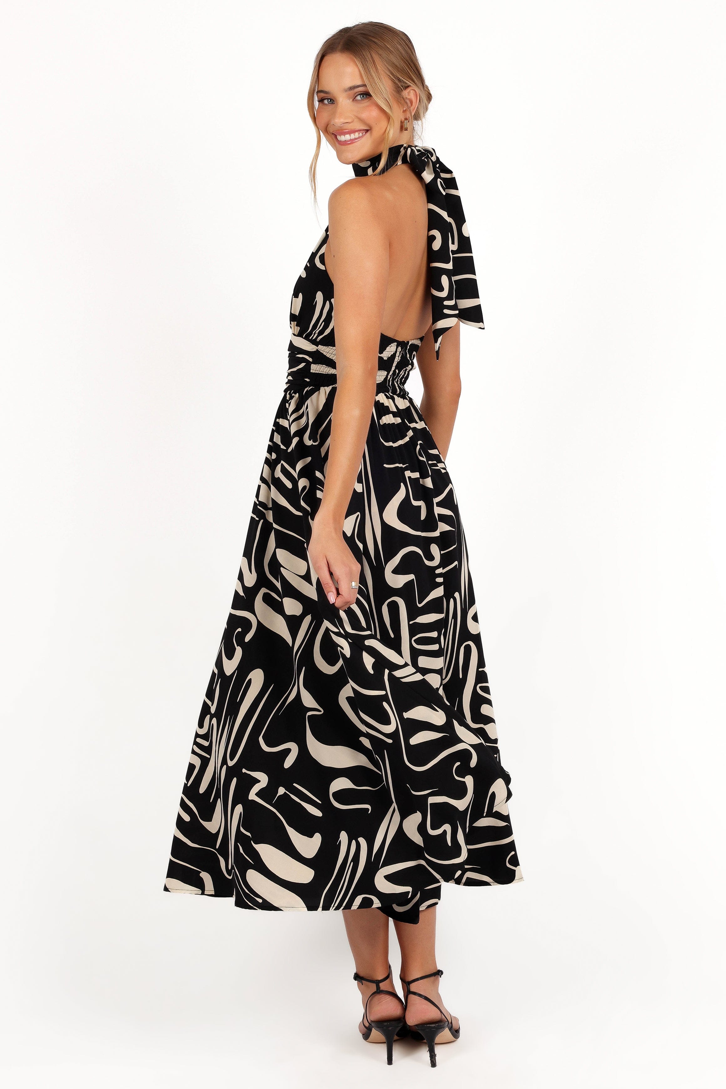 Petal and Pup USA DRESSES Jennifer Halterneck Maxi Dress - Black/White