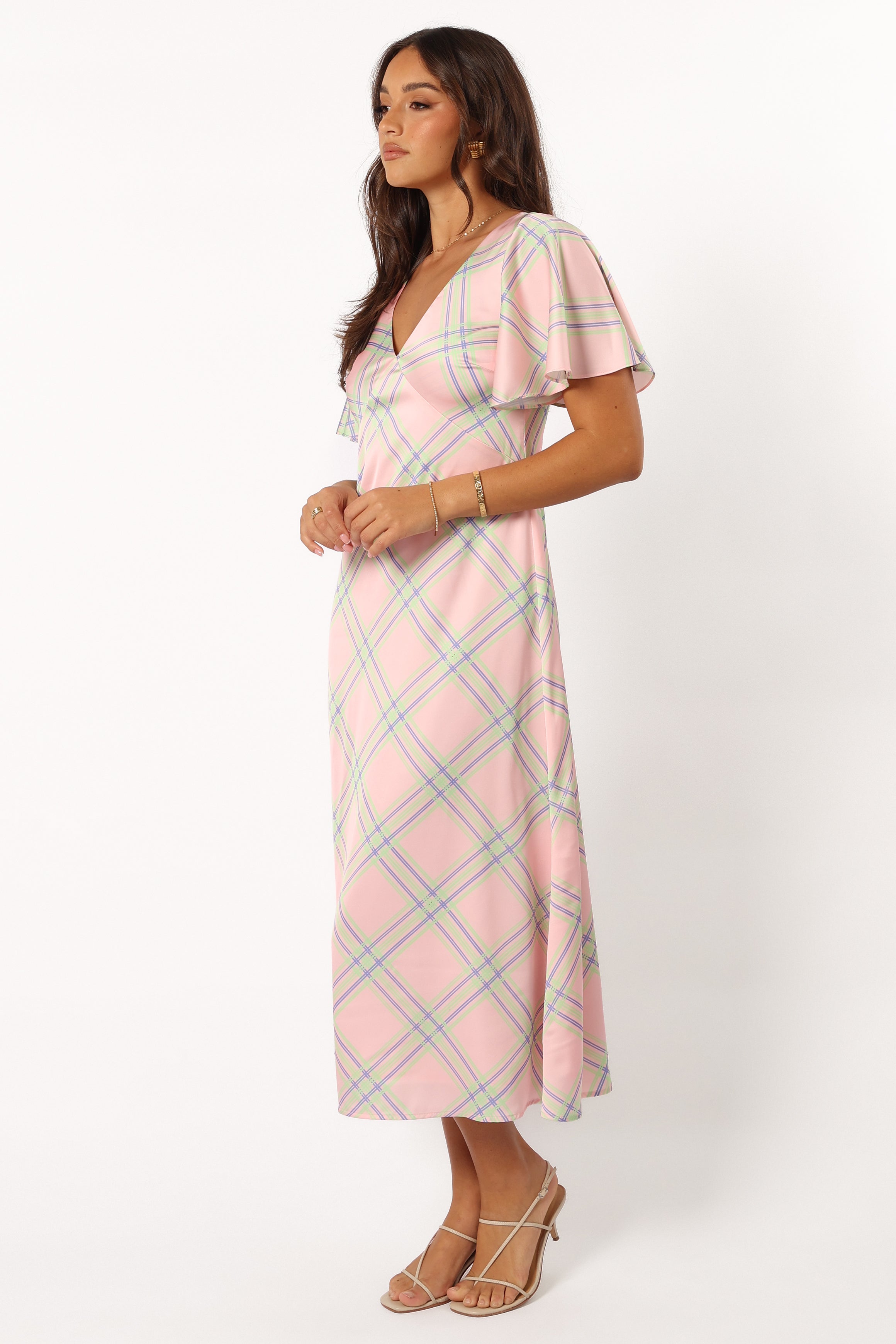 Petal and Pup USA DRESSES Jess Midi Dress - Pink Check