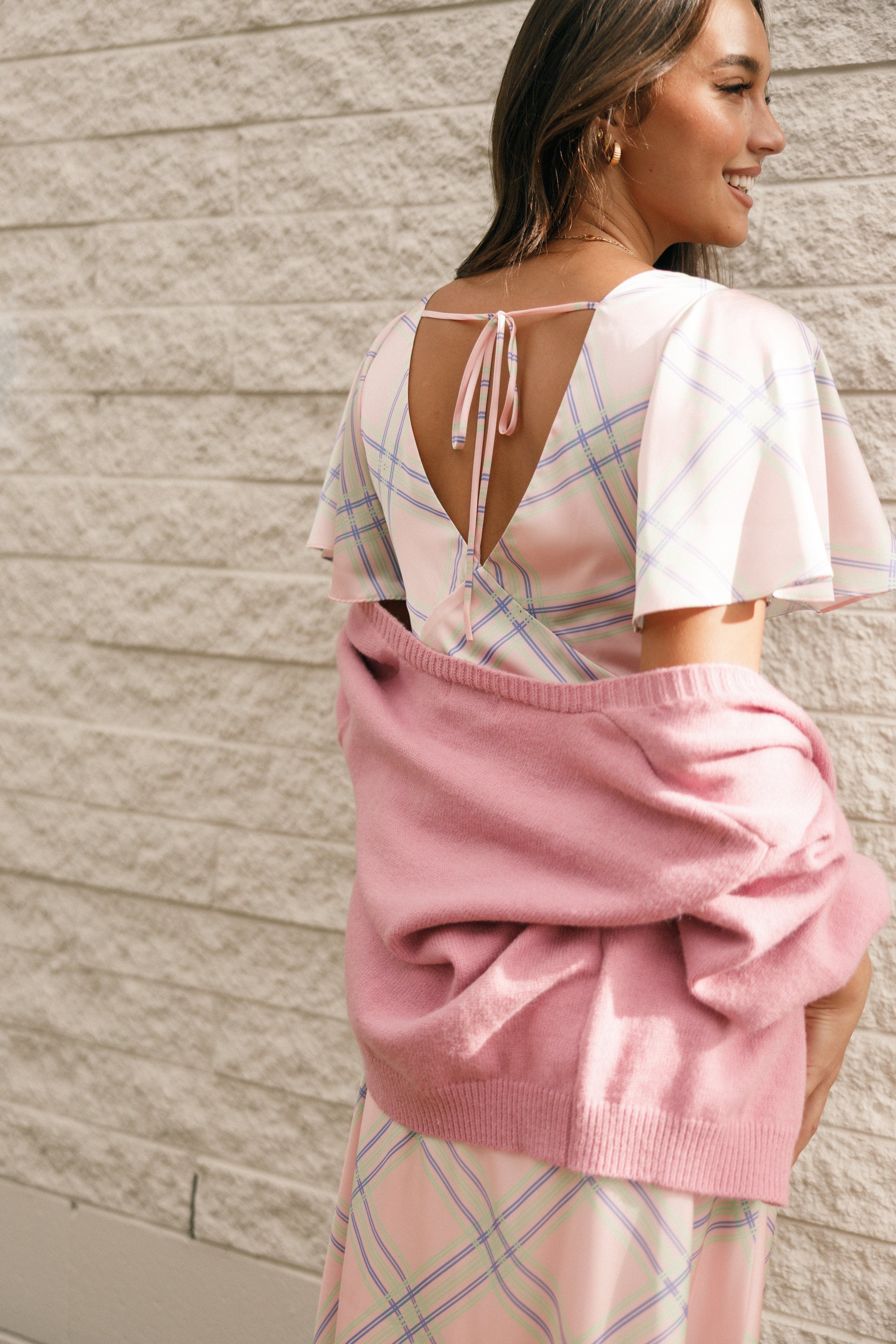 Petal and Pup USA DRESSES Jess Midi Dress - Pink Check
