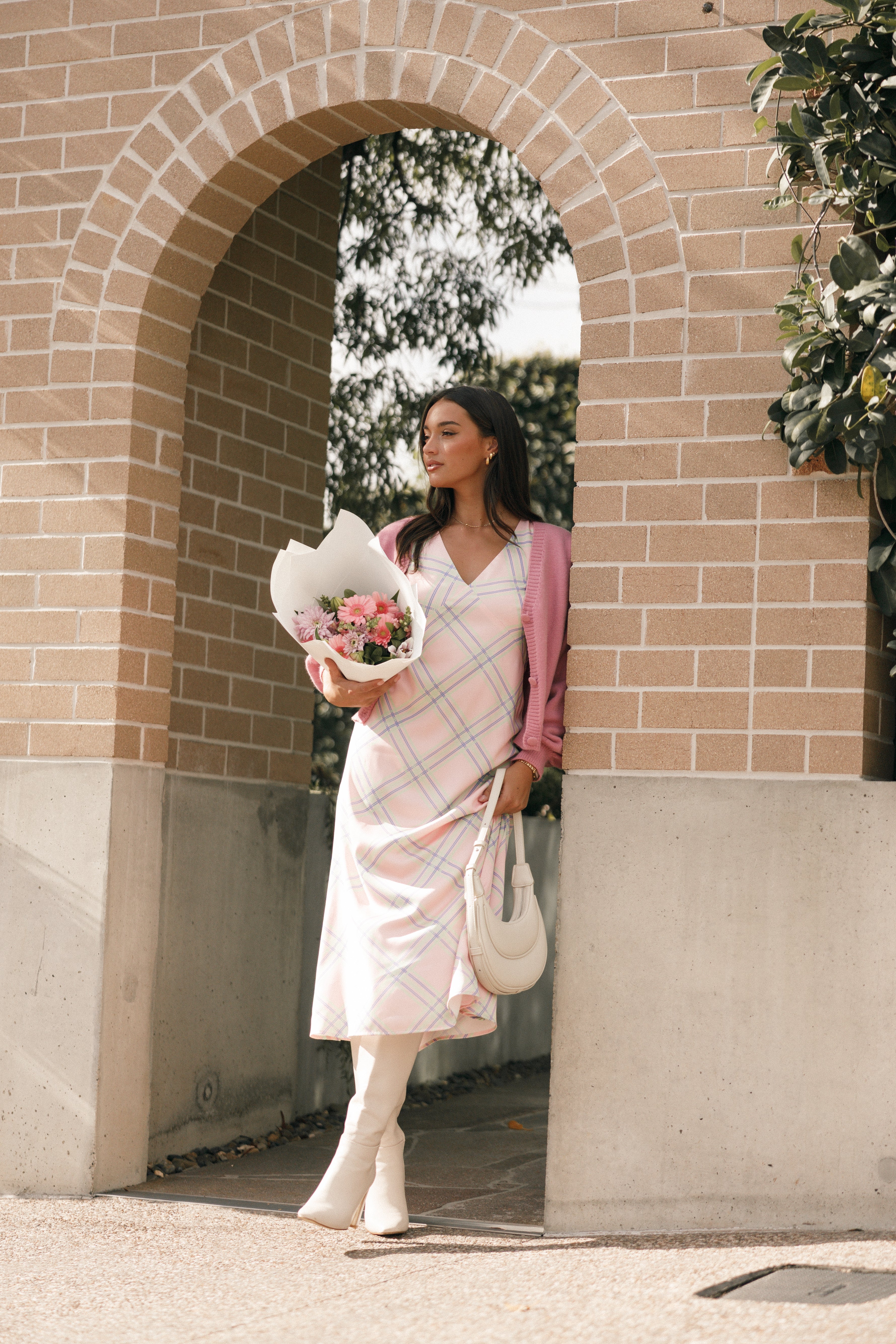 Petal and Pup USA DRESSES Jess Midi Dress - Pink Check