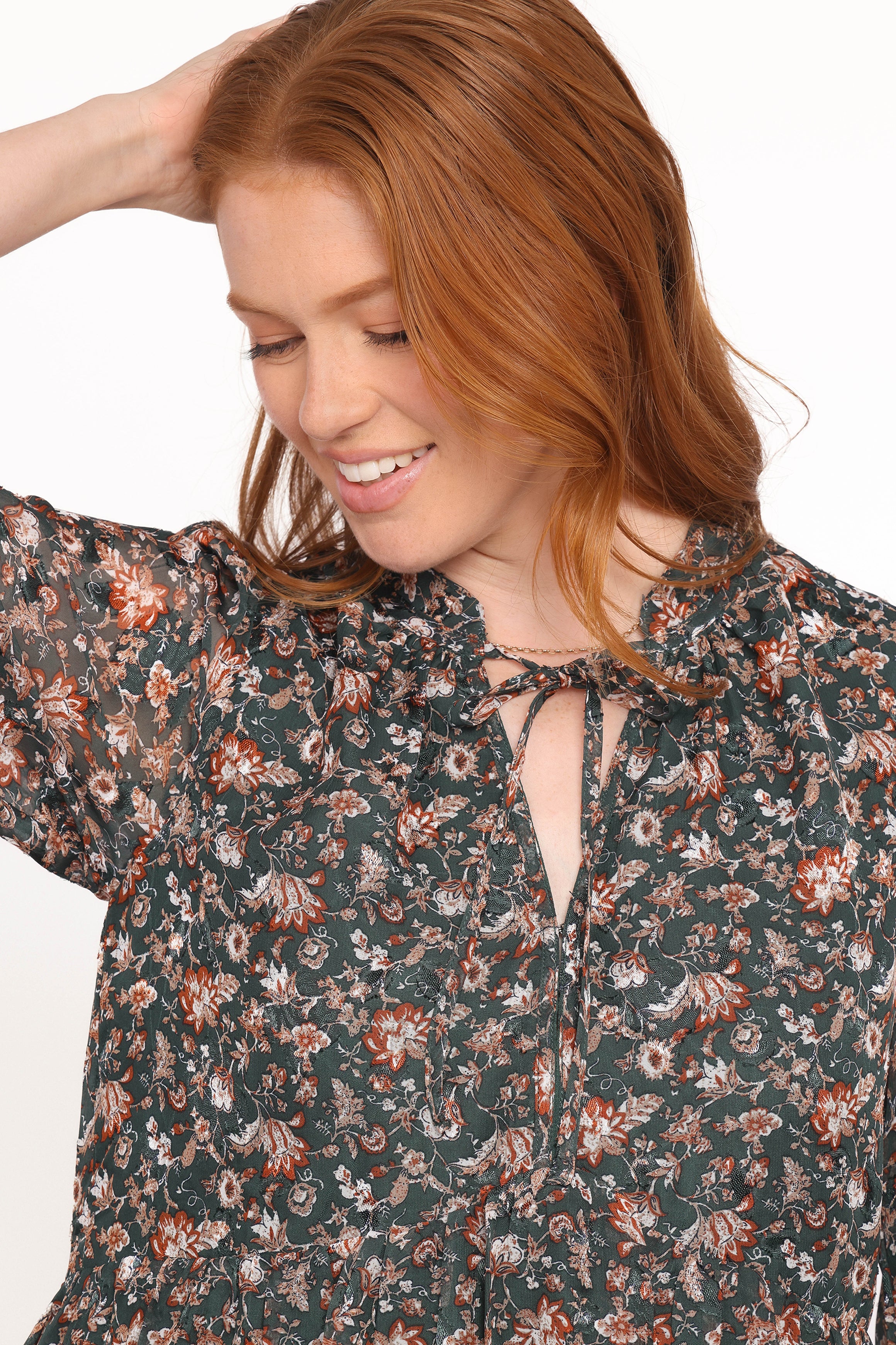 Petal and Pup USA DRESSES Jinny Long Sleeve Mini Dress - Dark Green/Multi