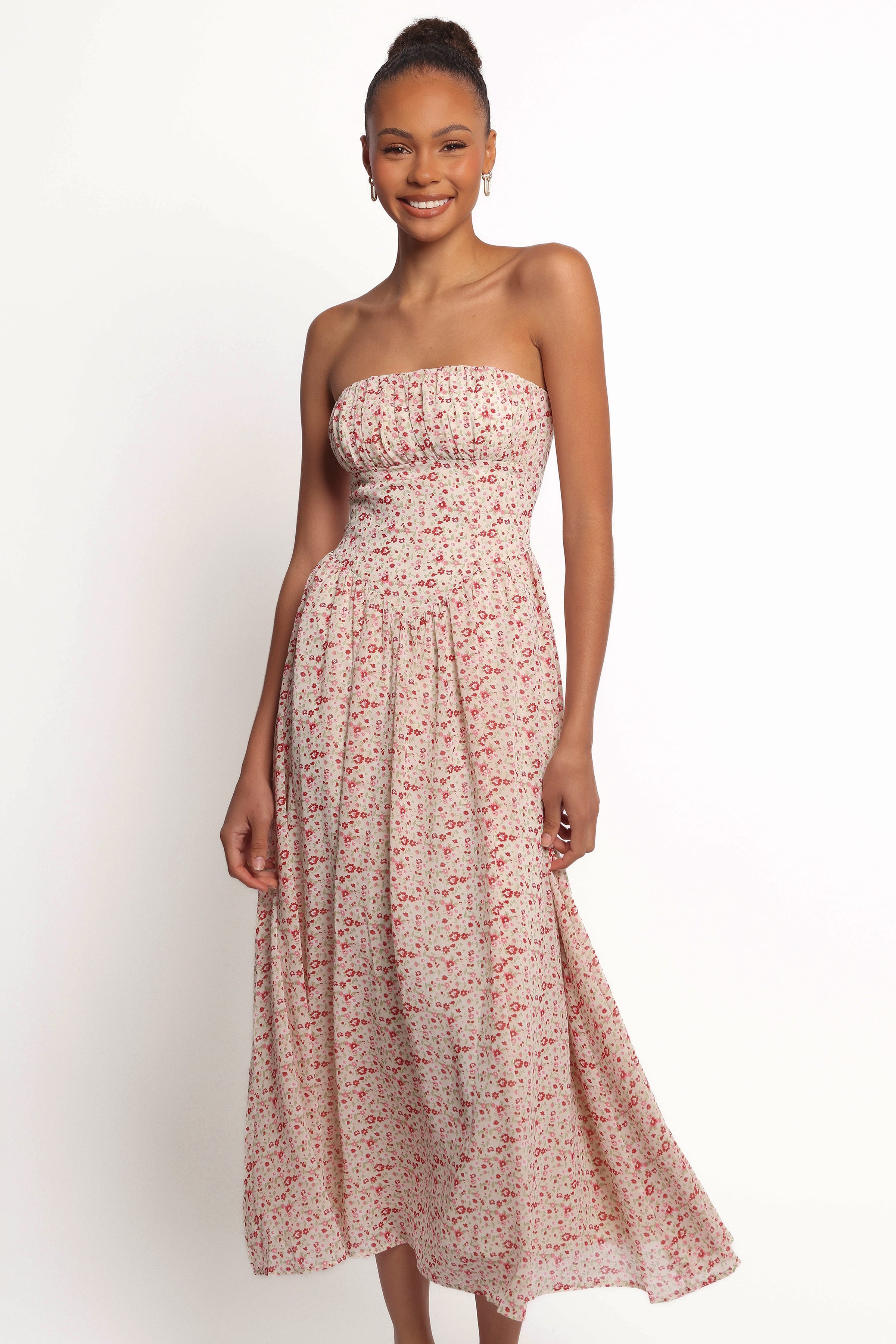 Petal and Pup USA DRESSES Jody Strapless Maxi Dress - Floral (Hold for Rack)