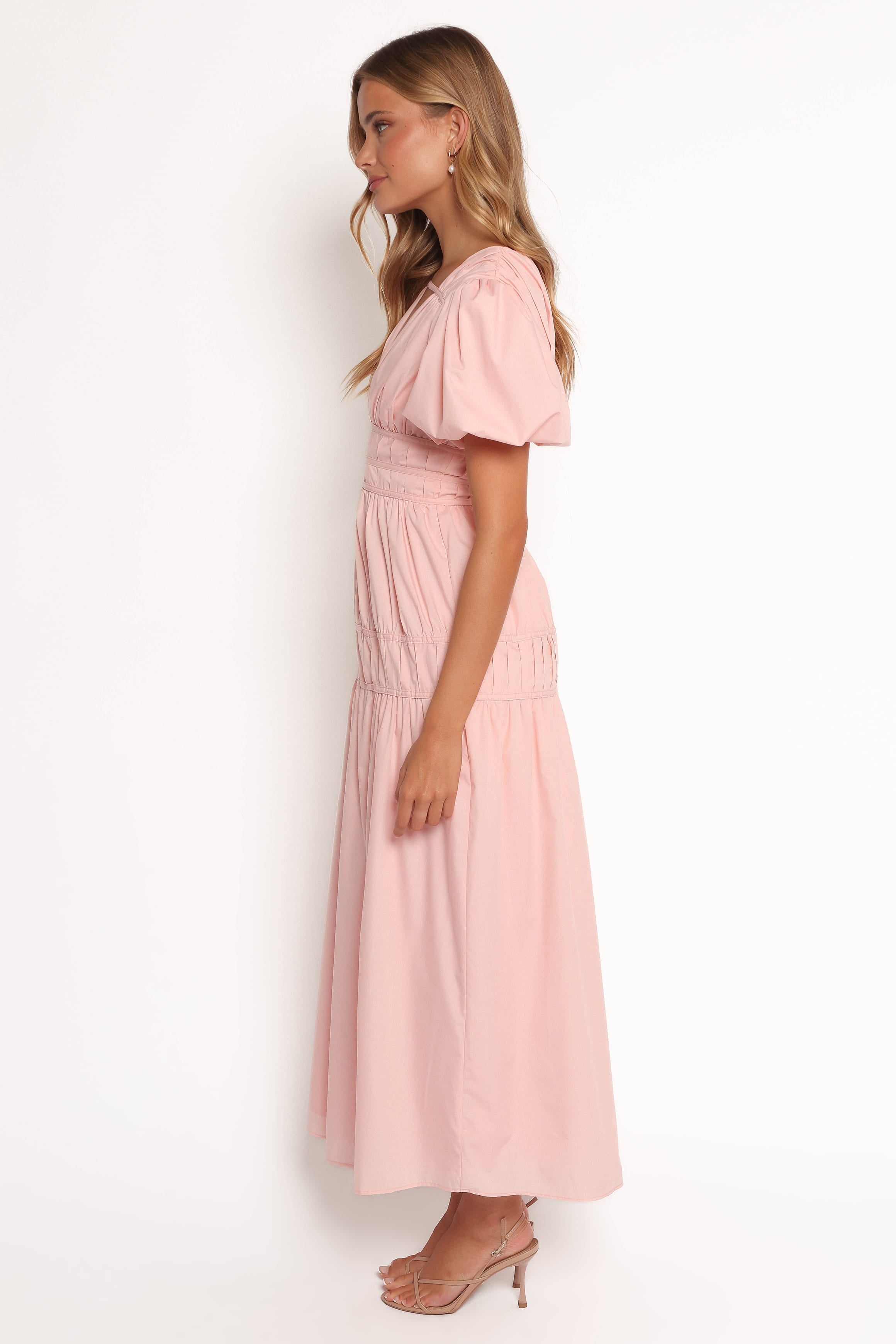 Petal and Pup USA DRESSES Joedy Puff Sleeve Midi Dress - Pale Pink (Hold for Rack)