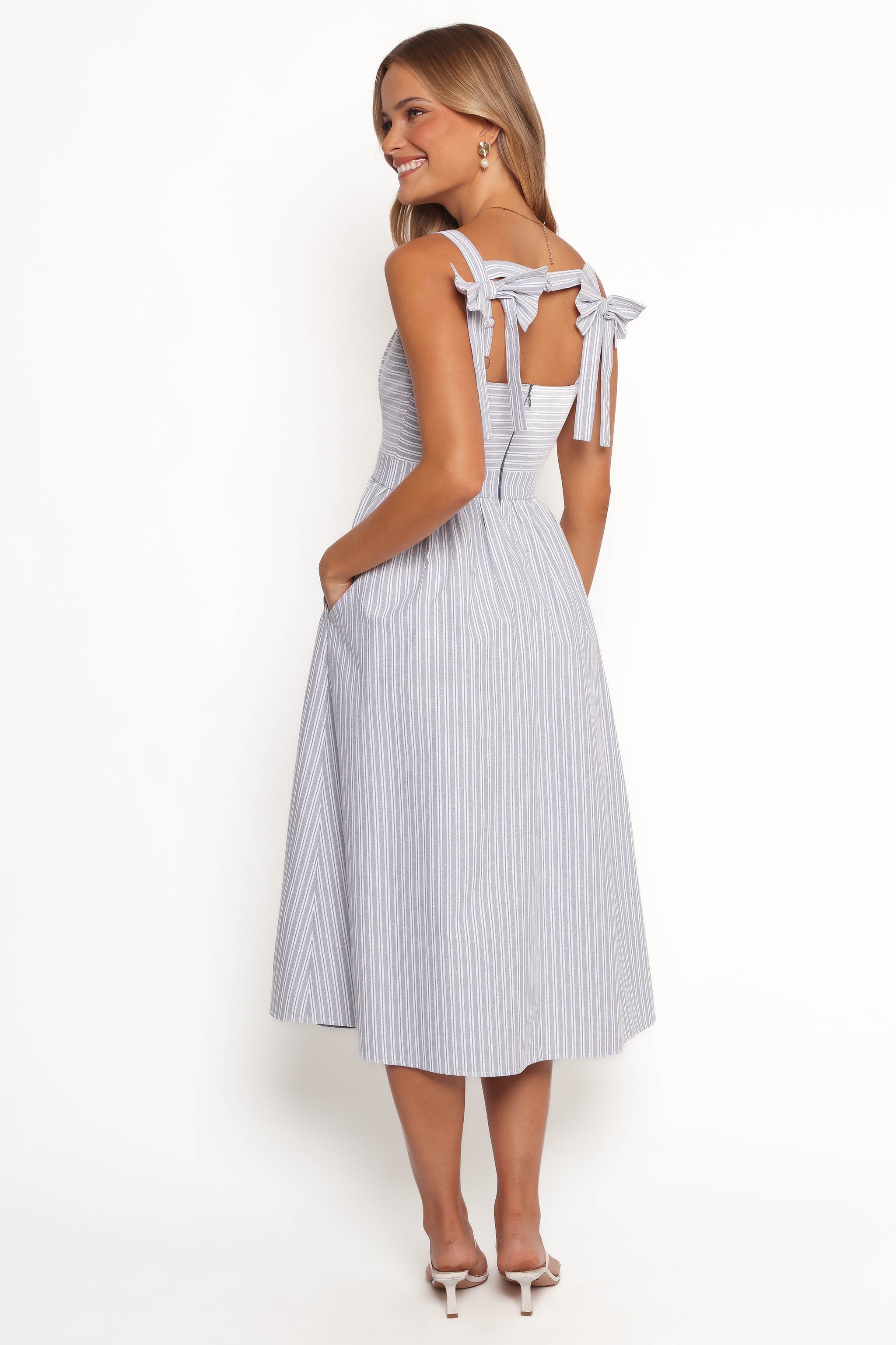 Johanna Midi Dress - Grey/White | Petal & Pup USA Johanna Midi Dress - Grey/White | Petal & Pup USA