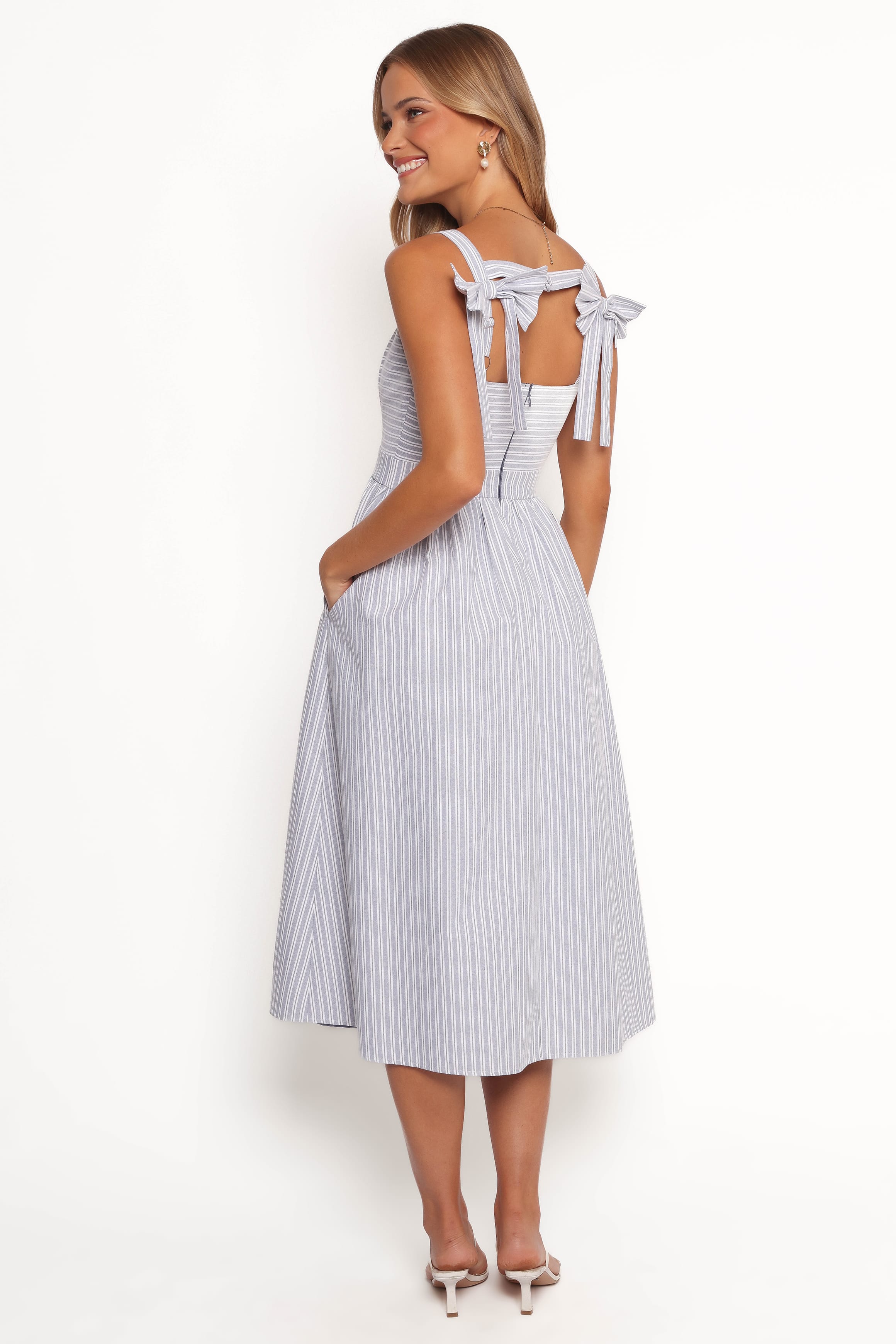 Petal and Pup USA DRESSES Johanna Midi Dress - Grey/White (Hold for Rack)