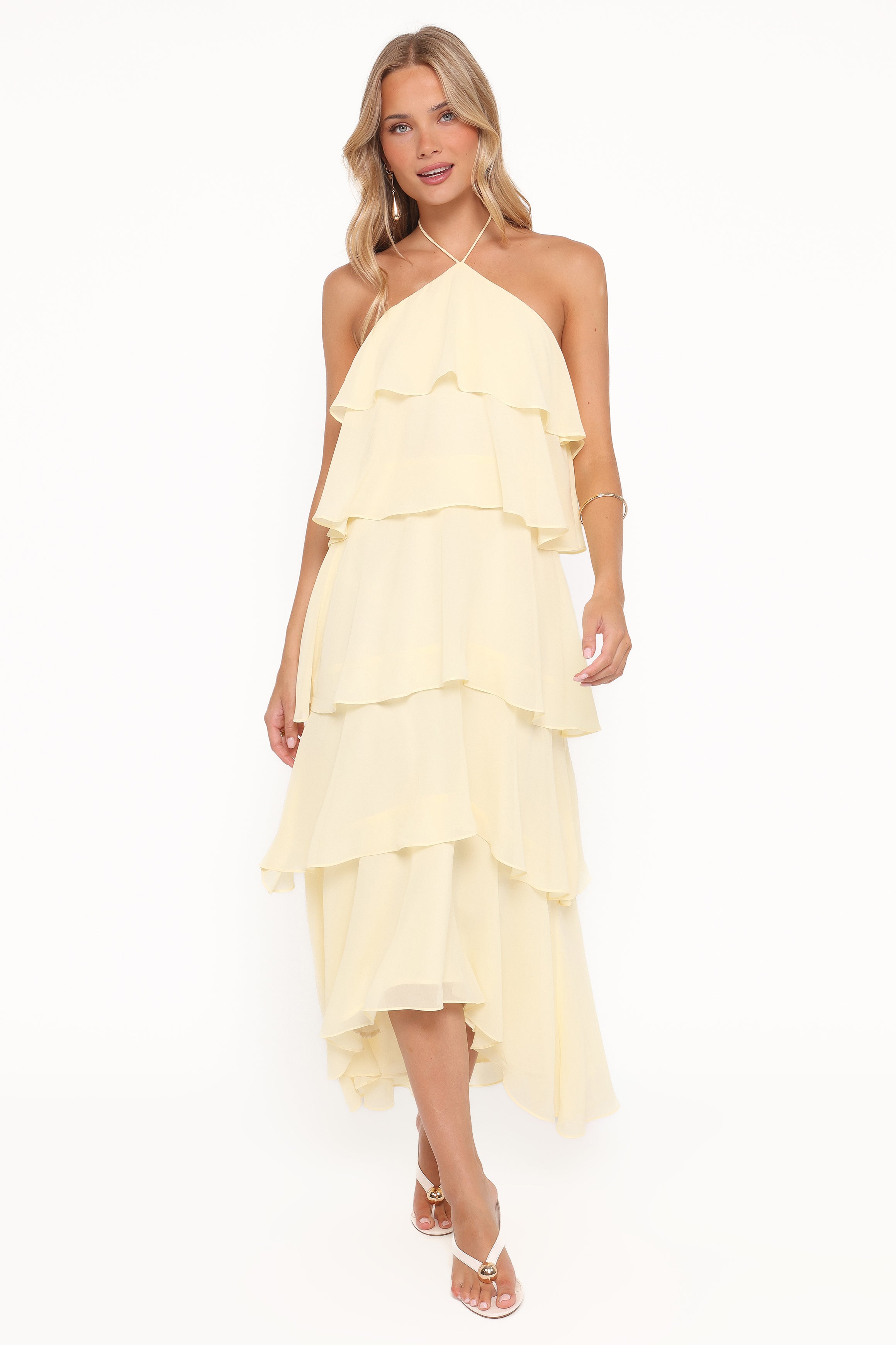 Petal and Pup USA DRESSES Jonia Halterneck Maxi Dress - Butter Yellow
