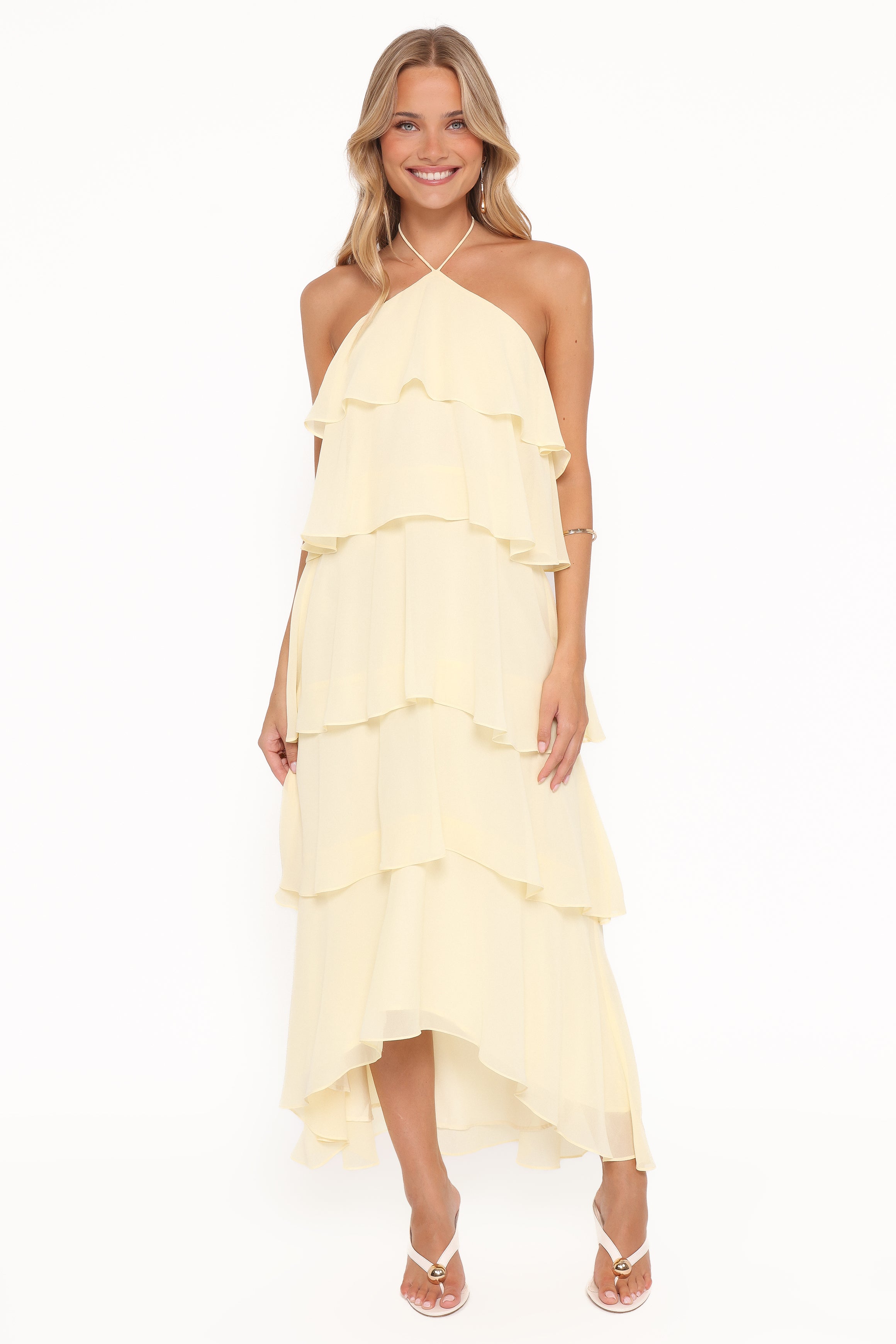 Petal and Pup USA DRESSES Jonia Halterneck Maxi Dress - Butter Yellow
