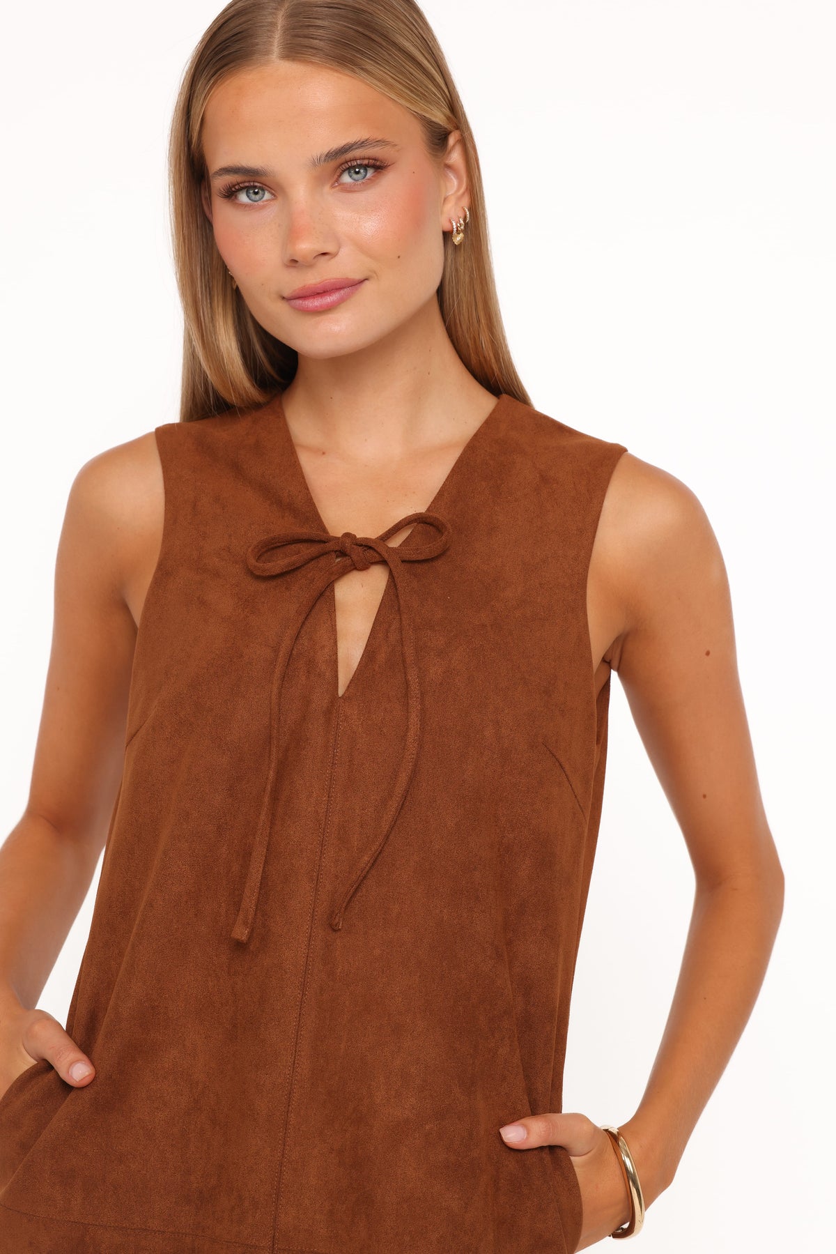 Petal and Pup USA DRESSES Jonty Scallop Hem Mini Dress - Copper Tan