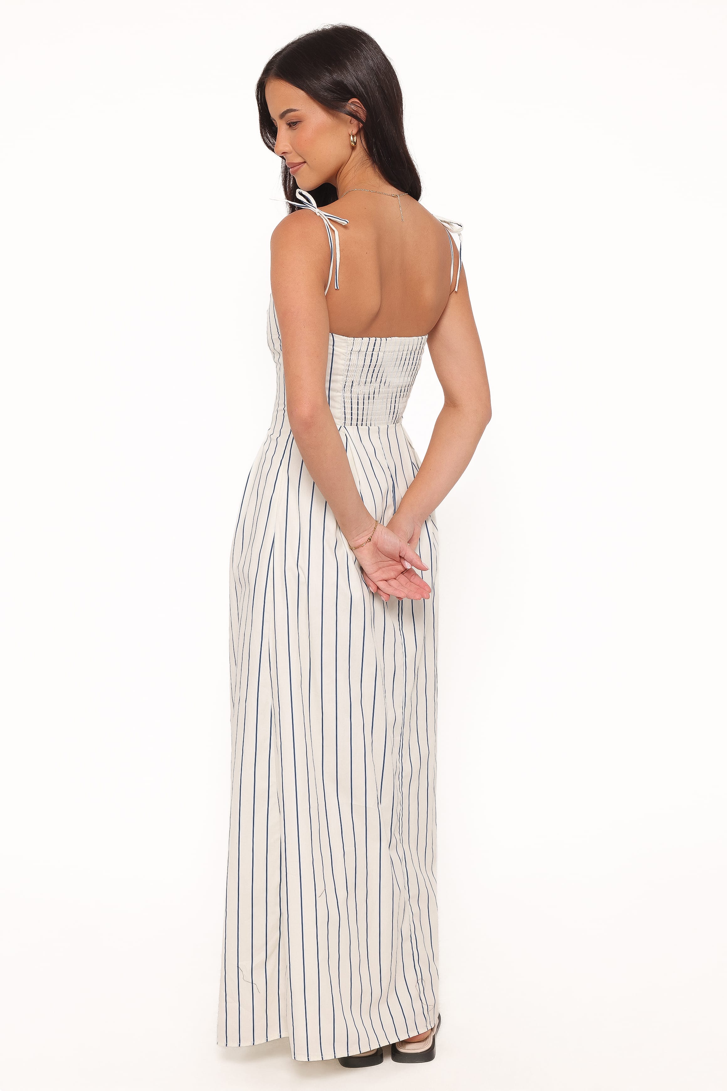 Petal and Pup USA DRESSES Jordin Maxi Dress - Ivory/Blue Stripe