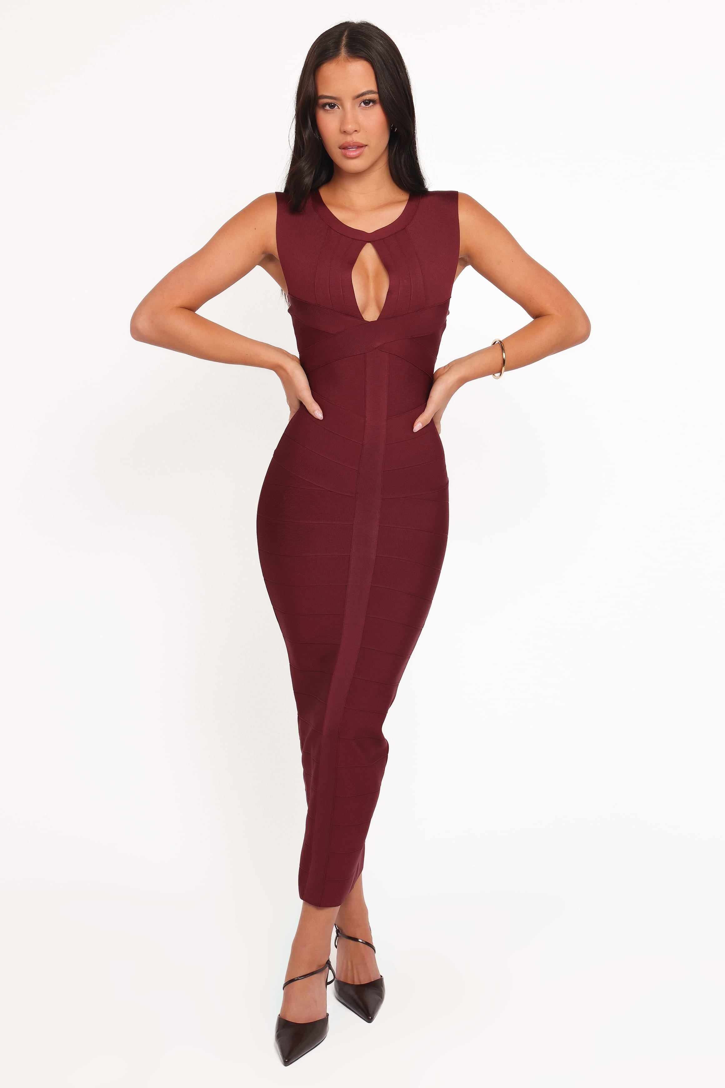 Petal and Pup USA DRESSES Josiah Midi Dress - Burgundy