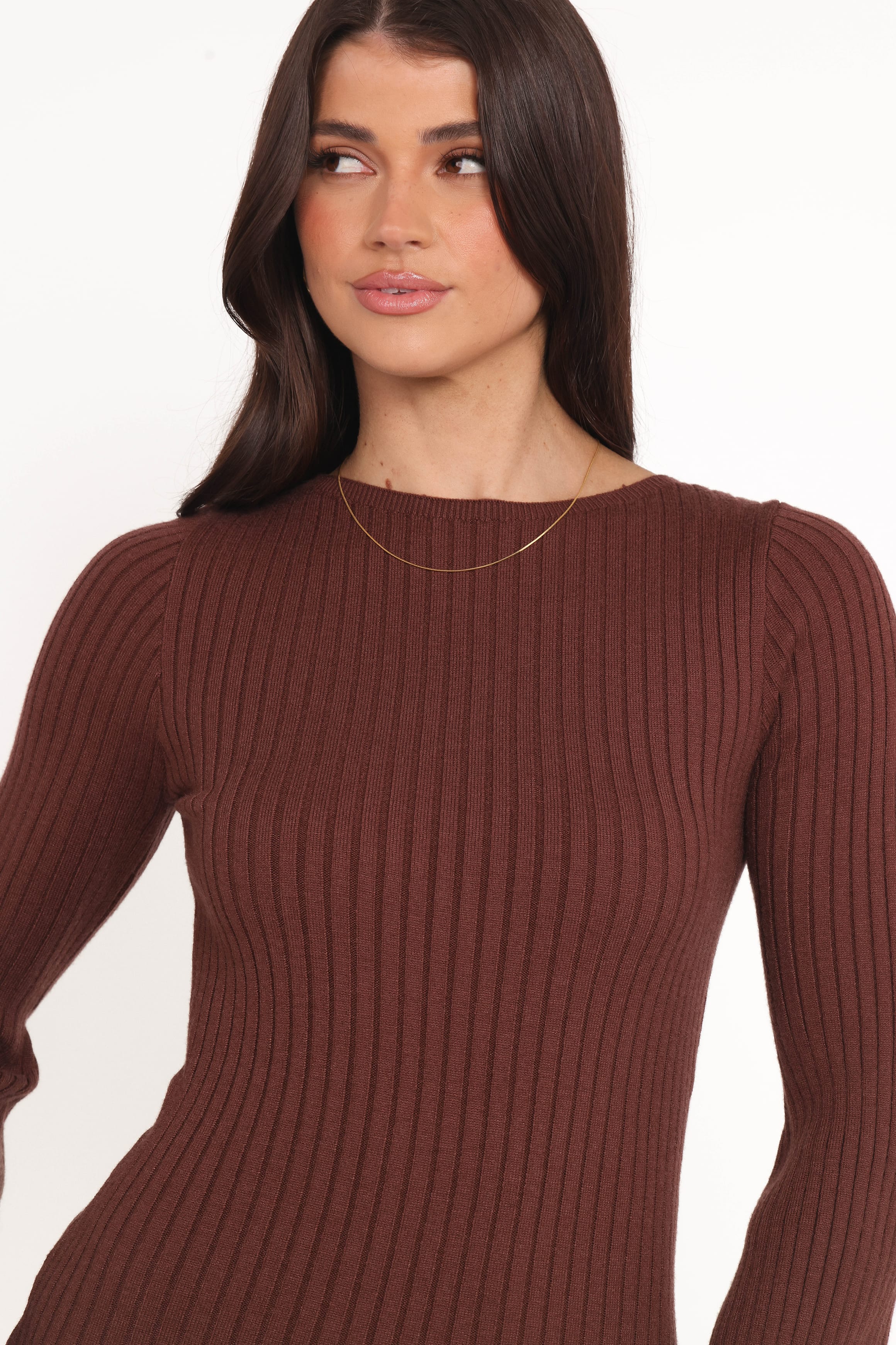 Petal and Pup USA DRESSES Jovan Long Sleeve Mini Dress - Mocha/Beige