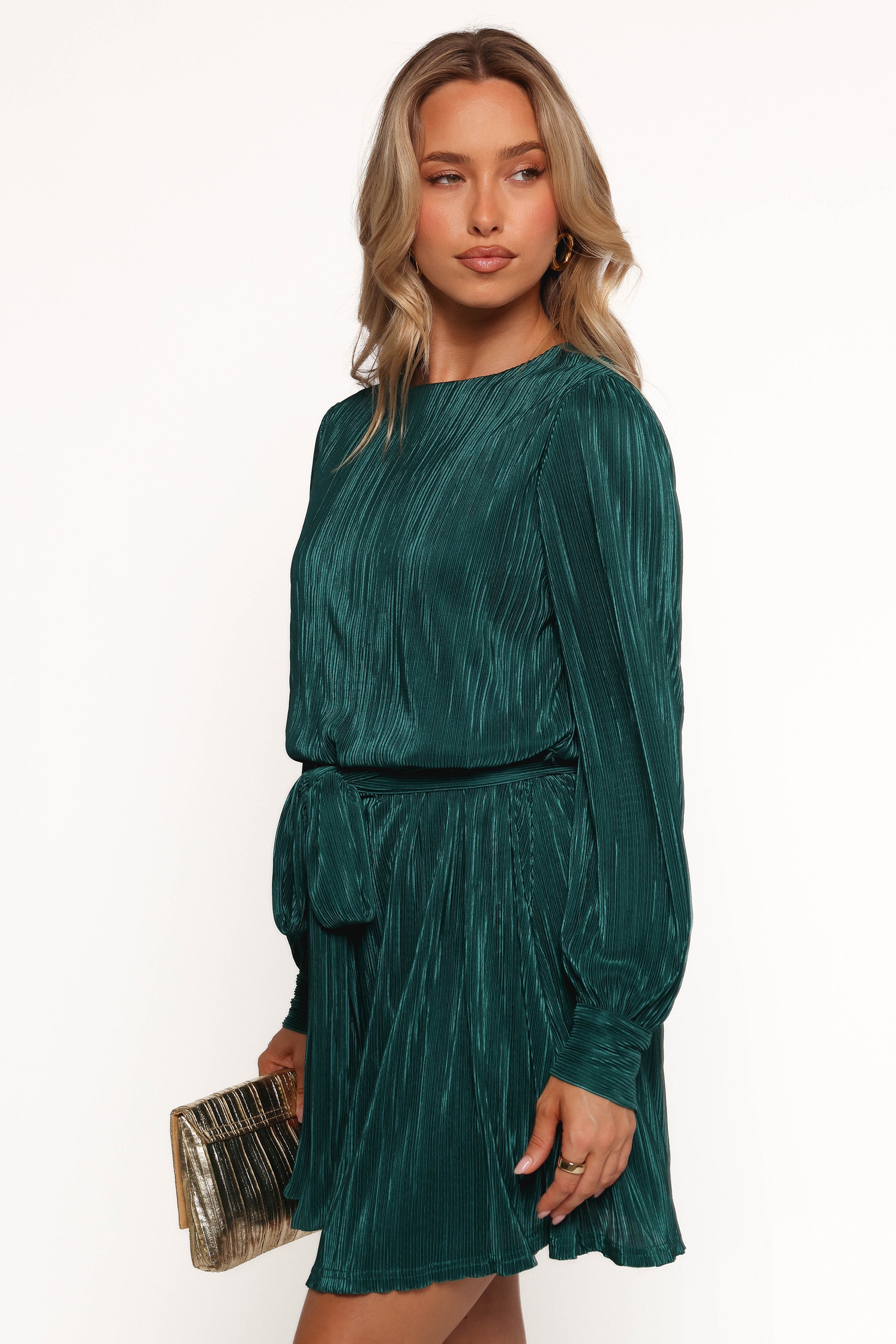 Petal and Pup USA DRESSES Joy Plisse Mini Dress - Dark Jade