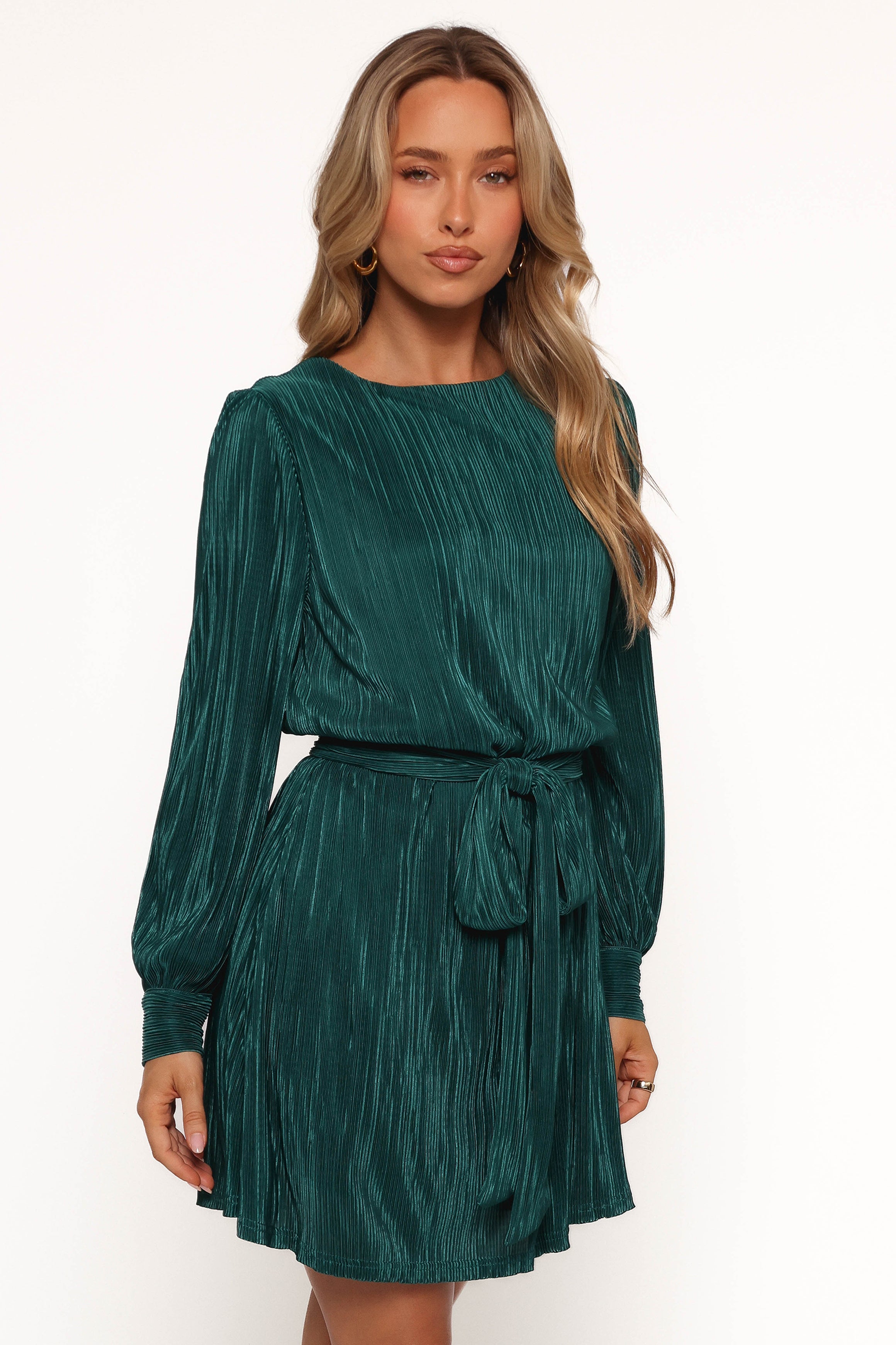 Petal and Pup USA DRESSES Joy Plisse Mini Dress - Dark Jade