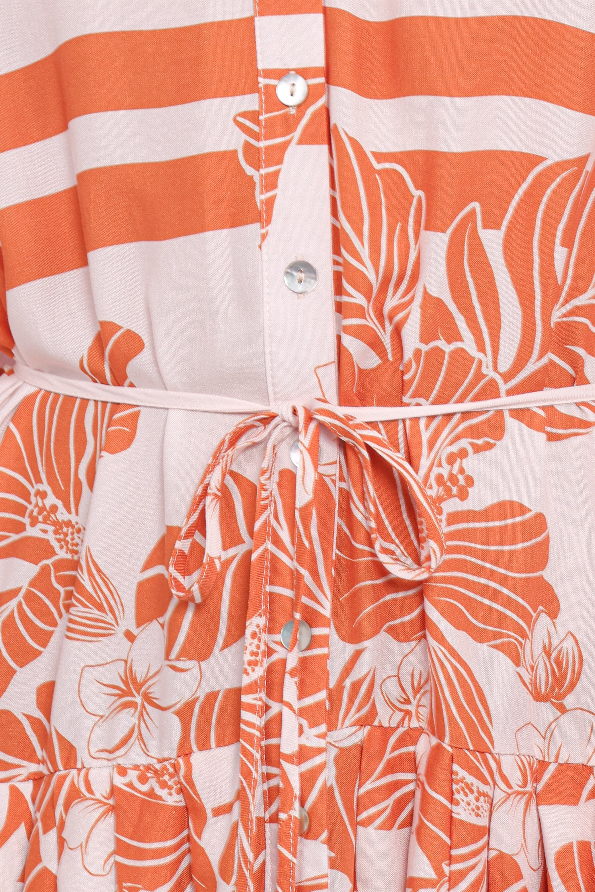 Petal and Pup USA DRESSES Jules Long Sleeve Dress - White/Orange