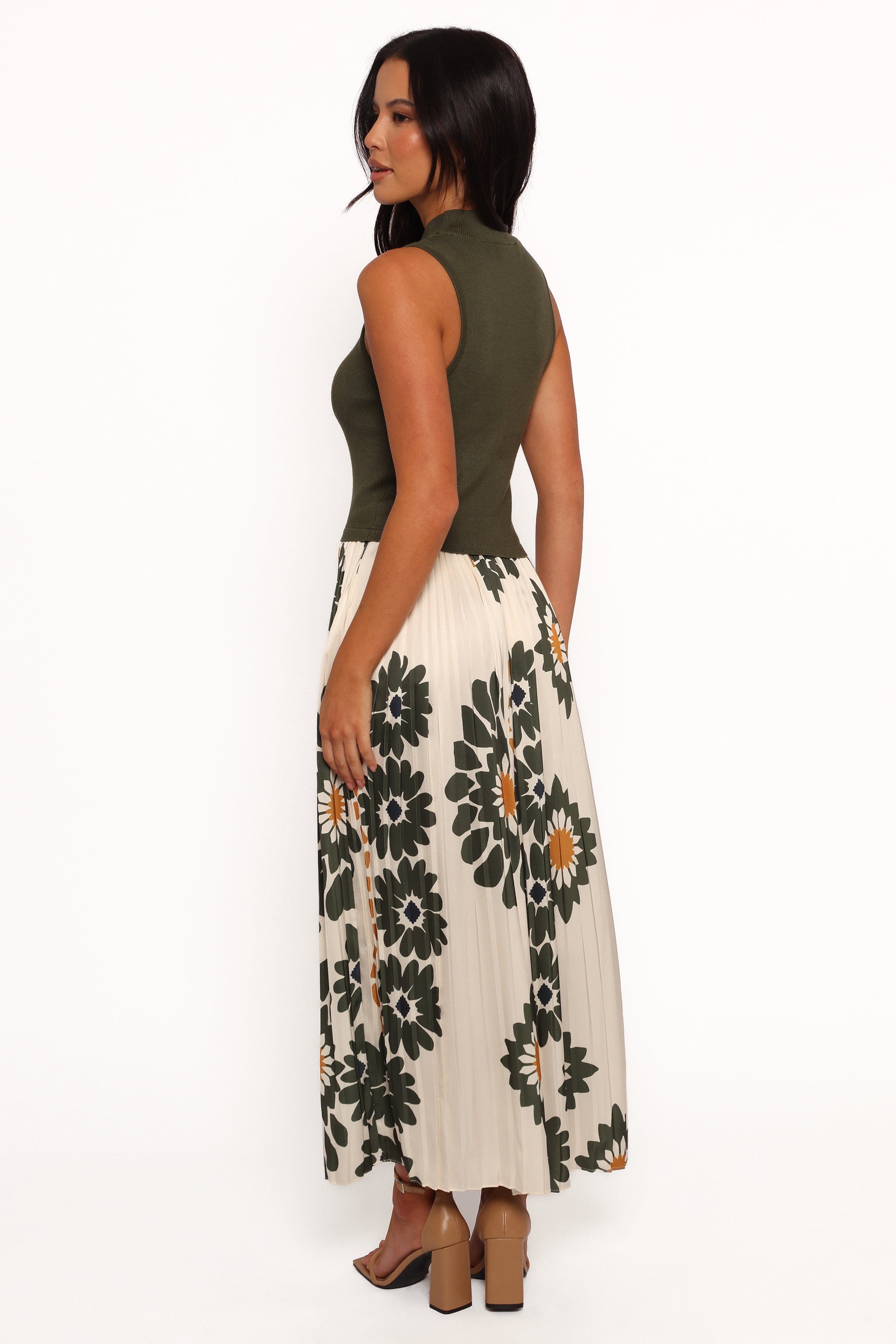 Petal and Pup USA DRESSES June Midi Dress - Cream/Olive