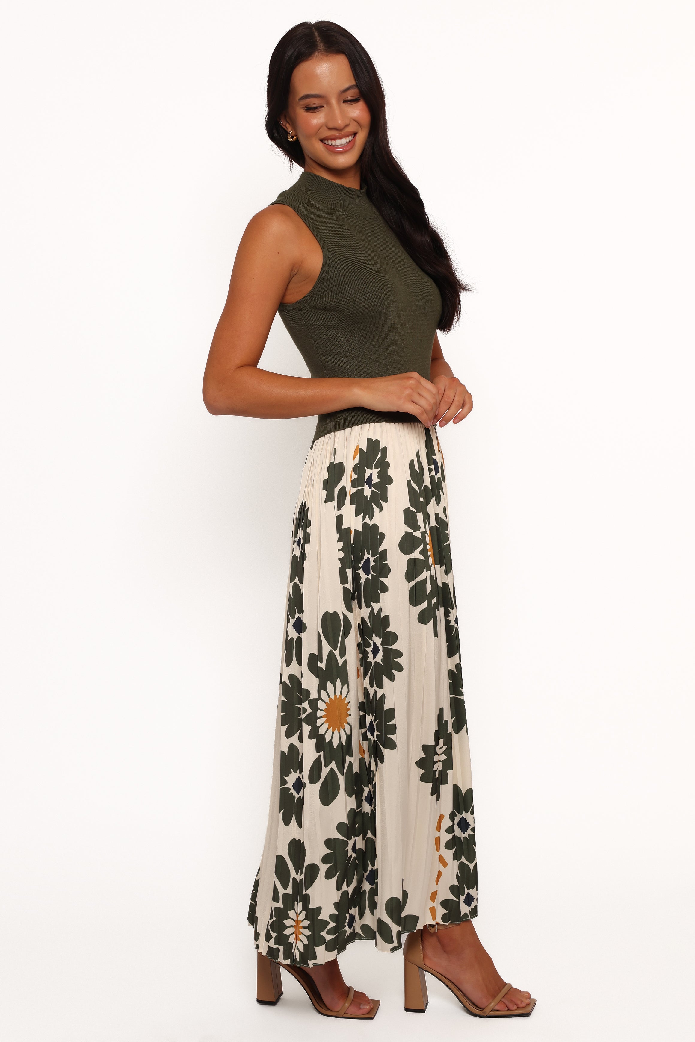 Petal and Pup USA DRESSES June Midi Dress - Cream/Olive