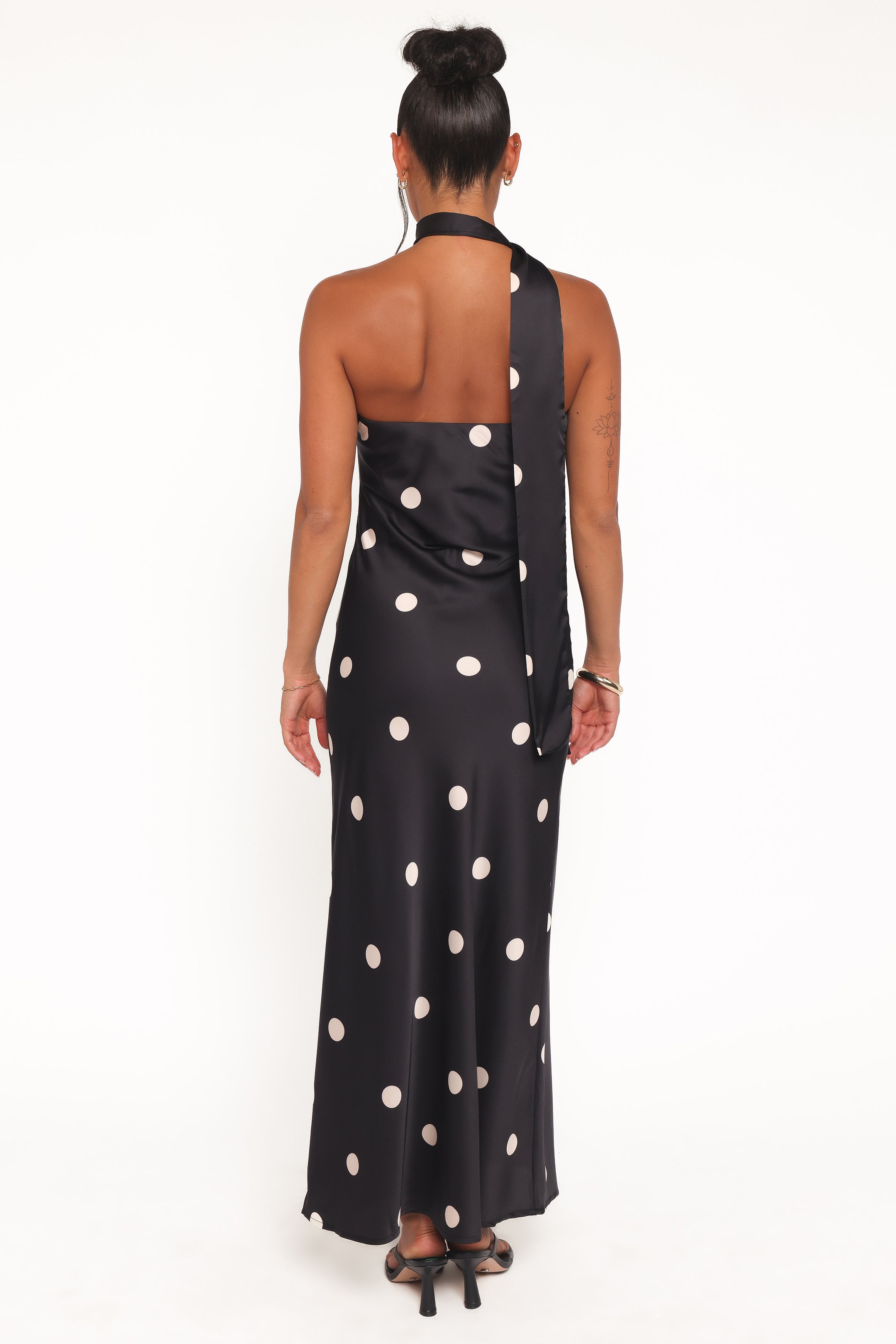Petal and Pup USA DRESSES Jutta Strapless Maxi Dress - Black Polka Dot