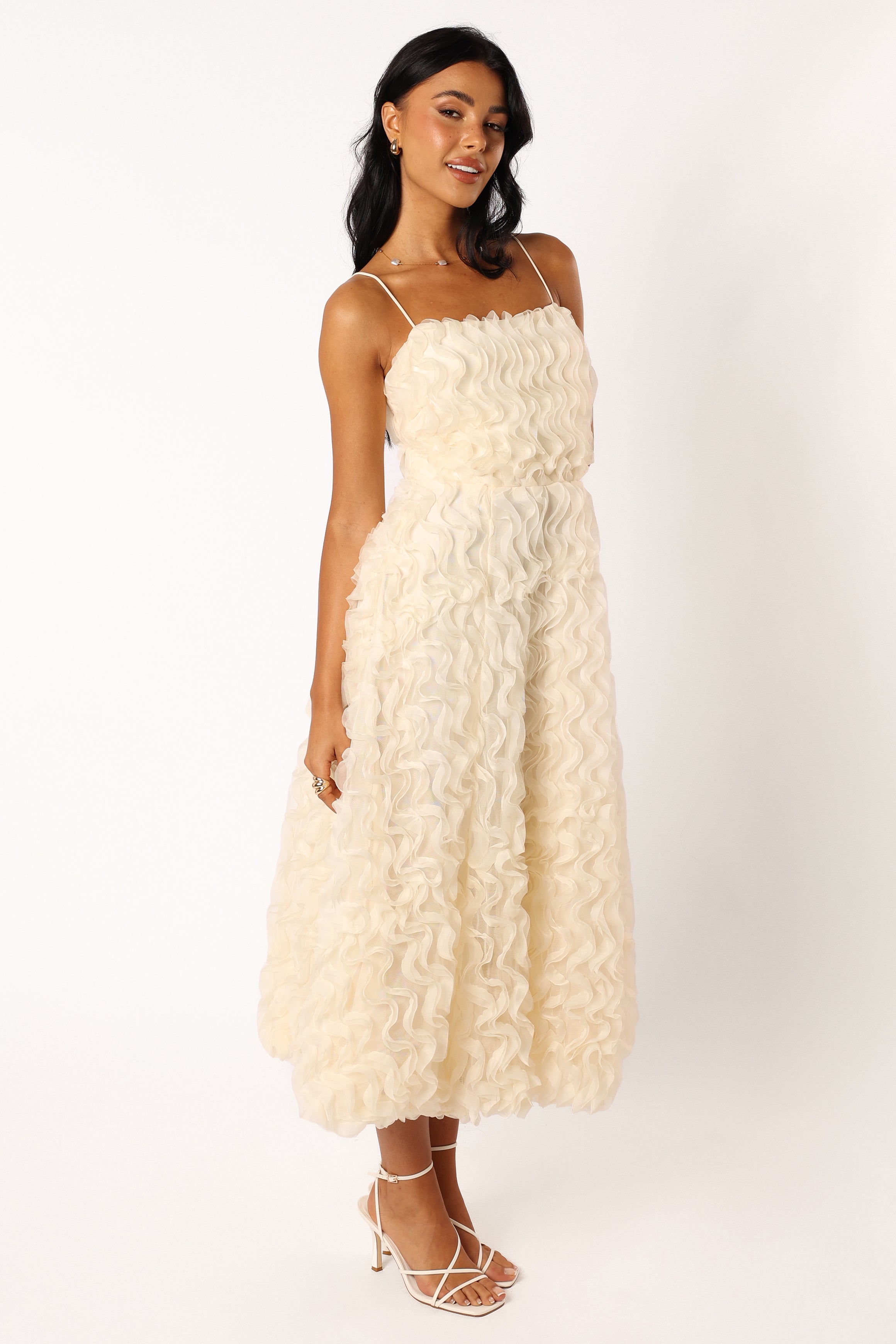 Petal and Pup USA DRESSES Kade Textured Midi Dress - White