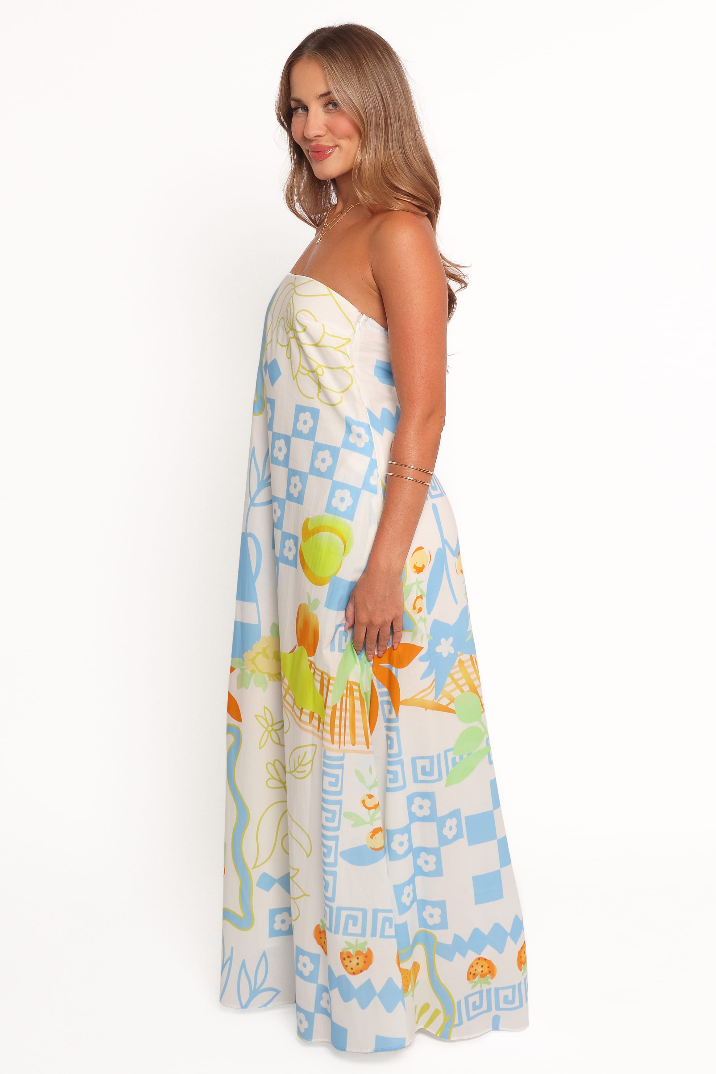 Petal and Pup USA DRESSES Kaelani Strapless Maxi Dress - Multi Print