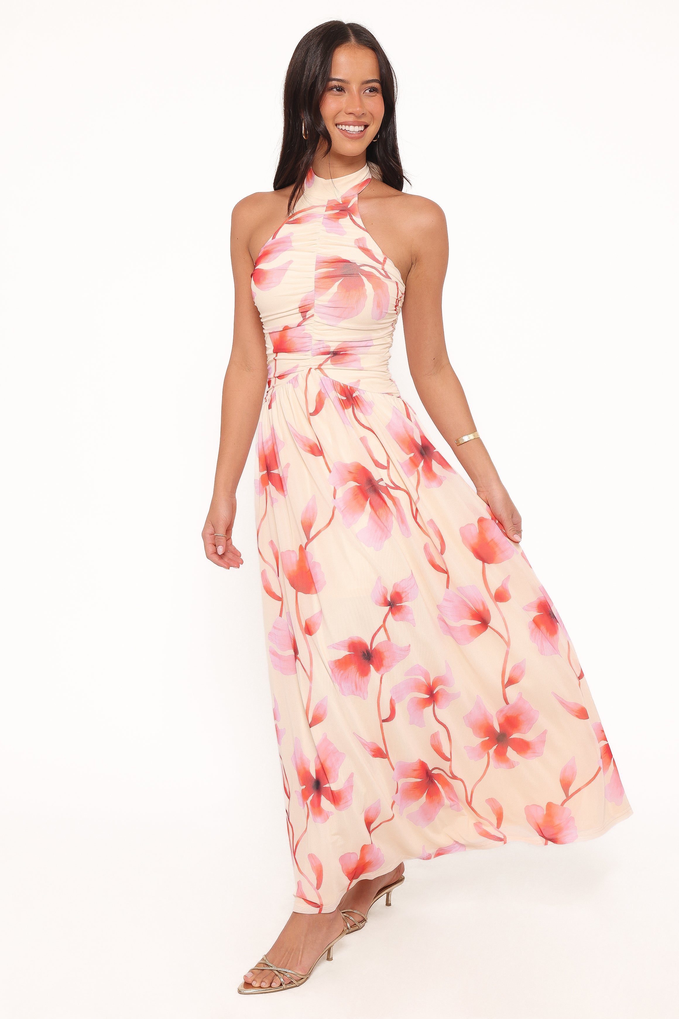 Petal and Pup USA DRESSES Kaira Halterneck Maxi Dress - Pink Floral