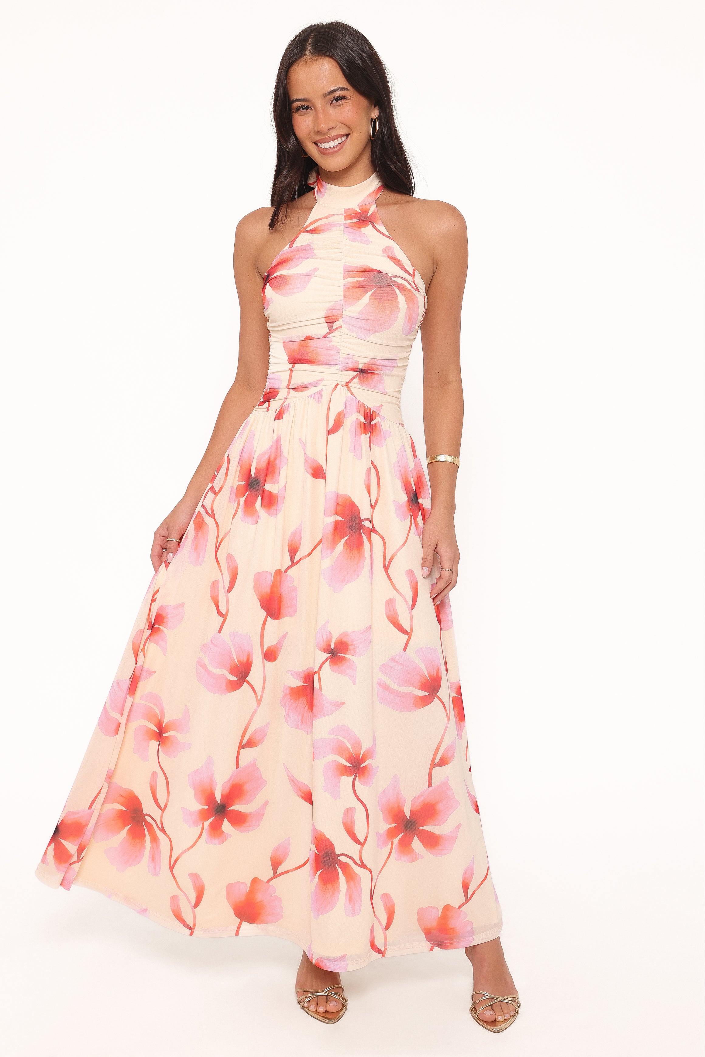 Petal and Pup USA DRESSES Kaira Halterneck Maxi Dress - Pink Floral