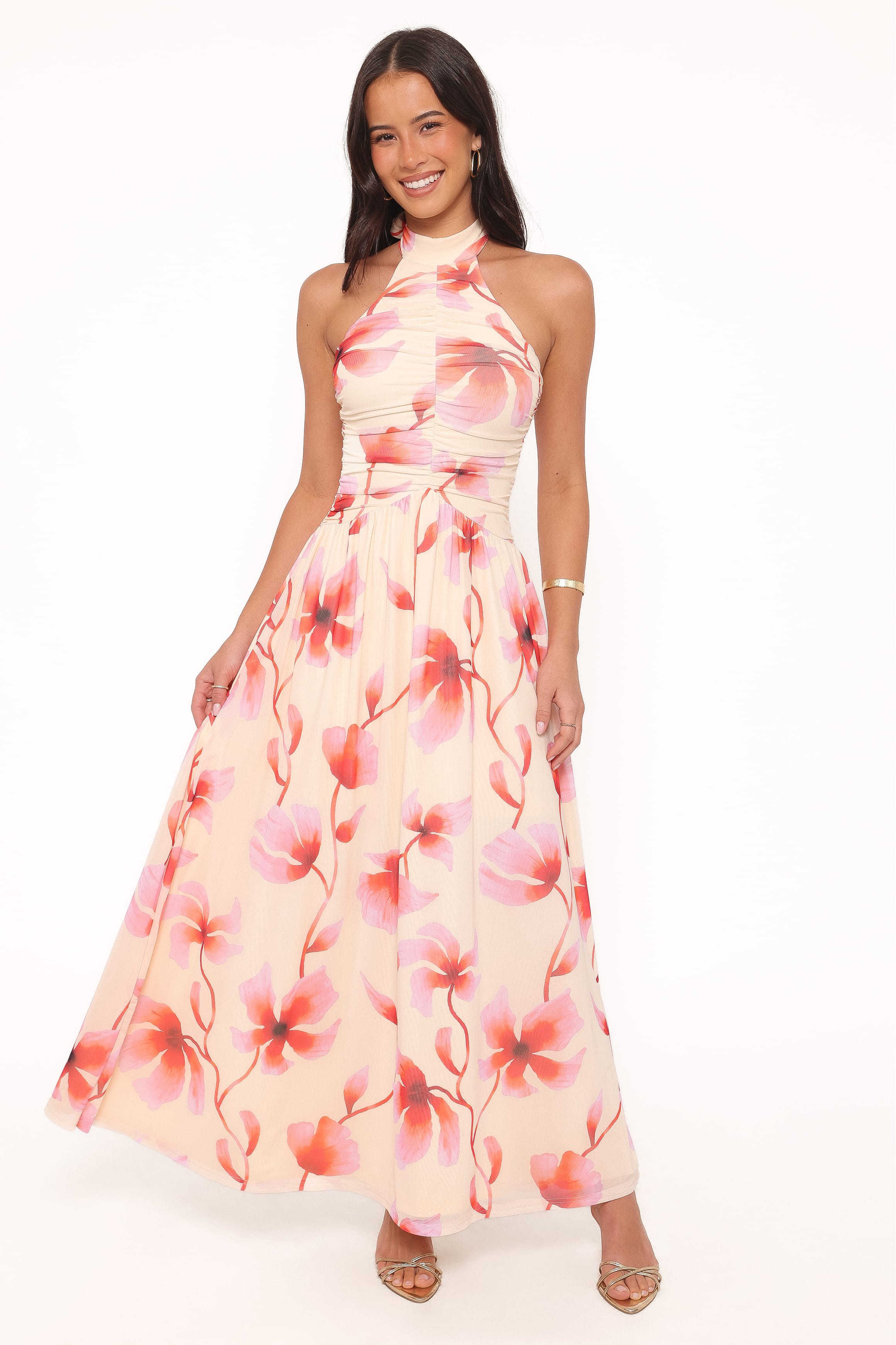 Petal and Pup USA DRESSES Kaira Halterneck Maxi Dress - Pink Floral