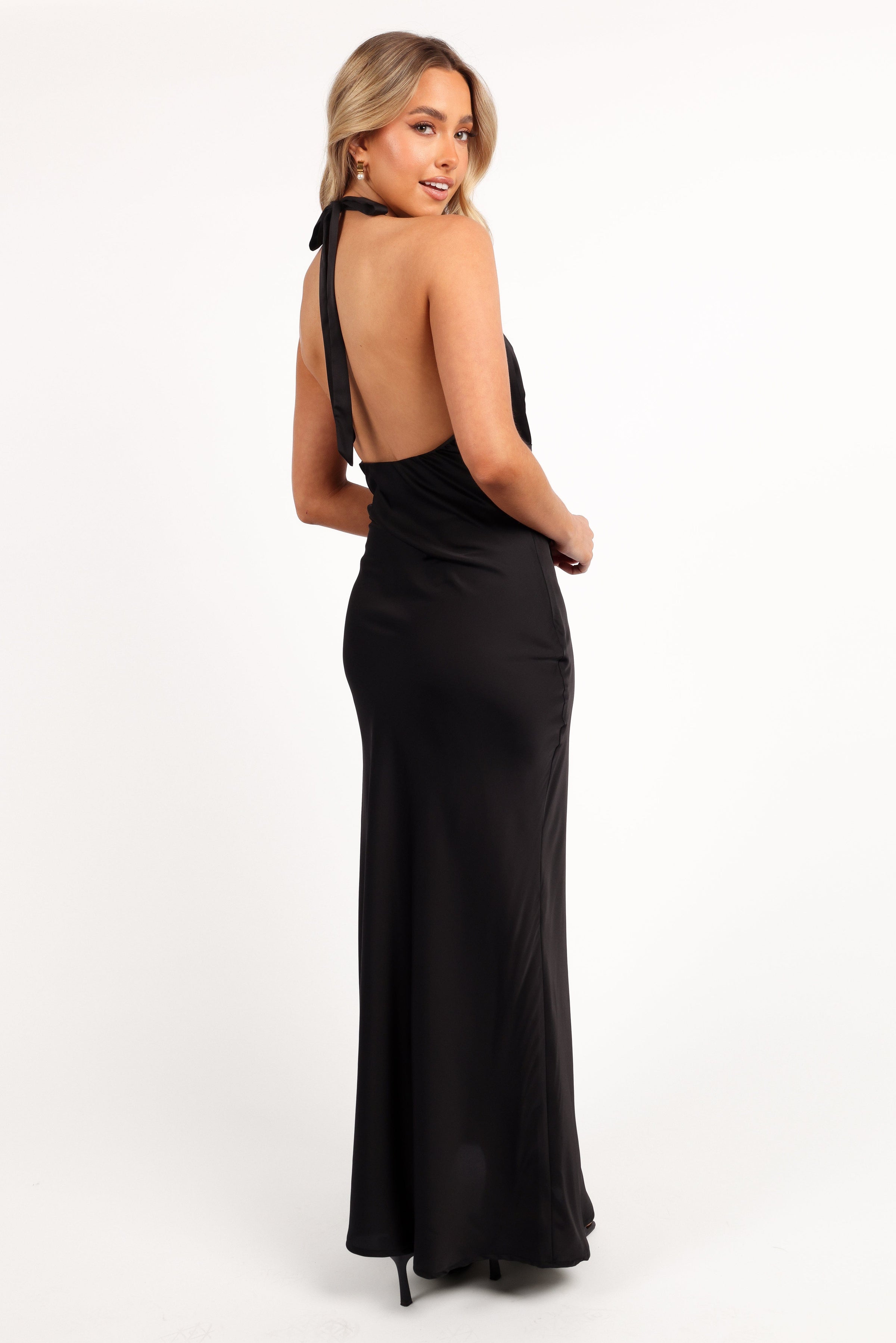 Petal and Pup USA DRESSES Kalina Halterneck Maxi Dress - Black