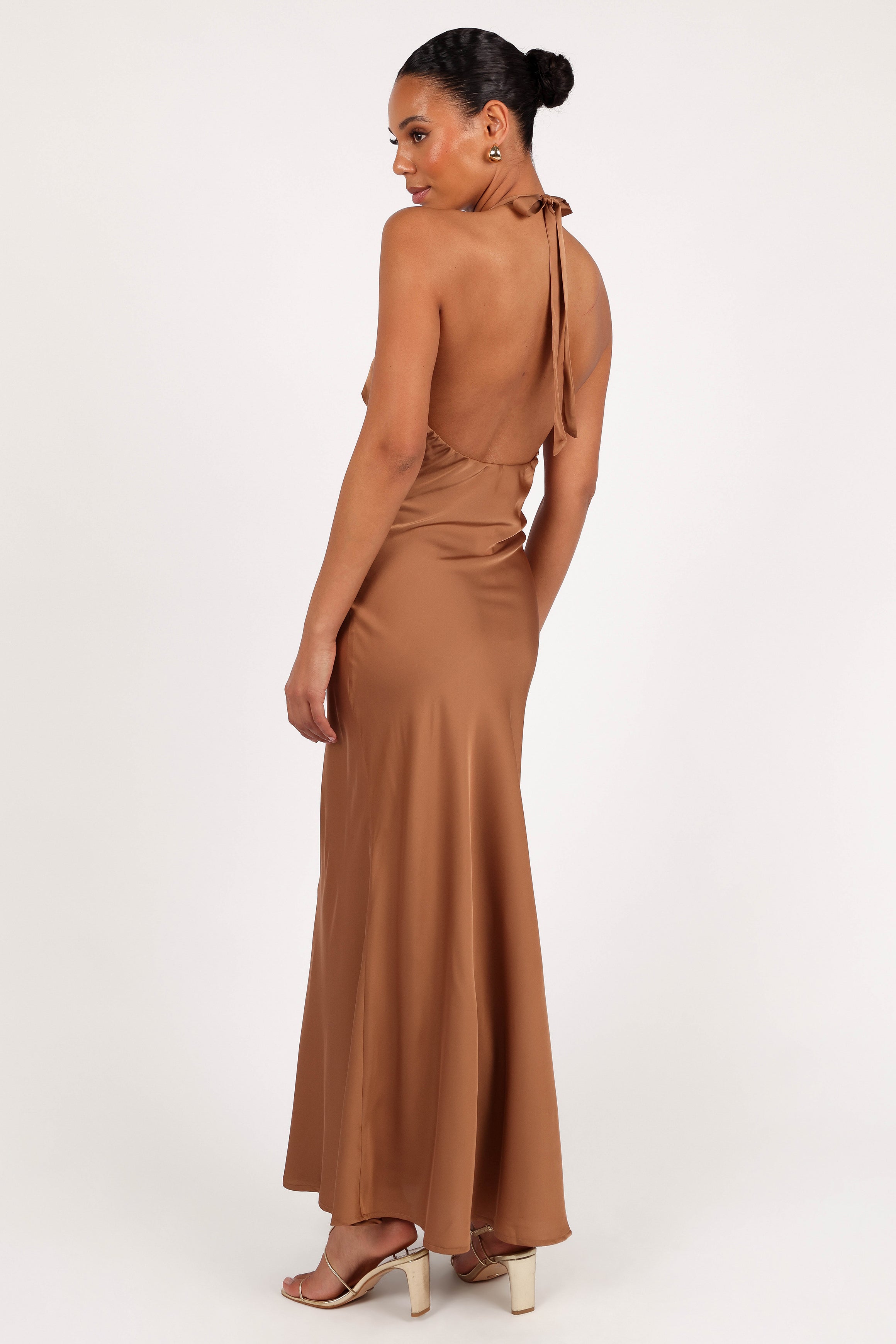 Petal and Pup USA DRESSES Kalina Halterneck Maxi Dress - Bronze