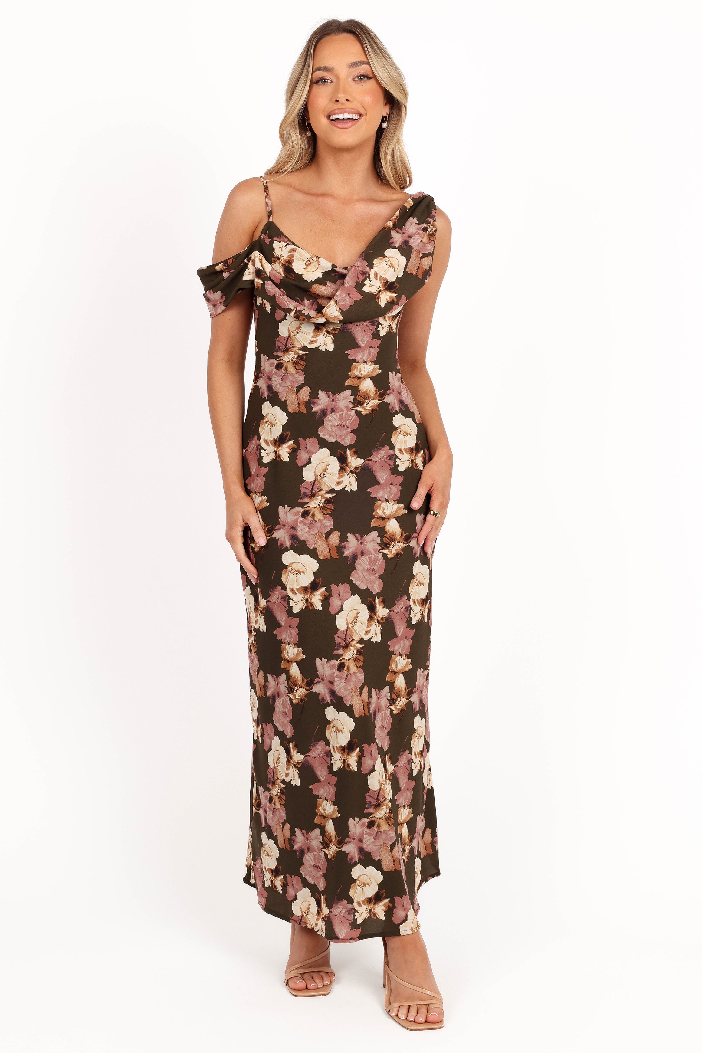 Petal and Pup USA DRESSES Kamryn Midi Dress - Olive Floral