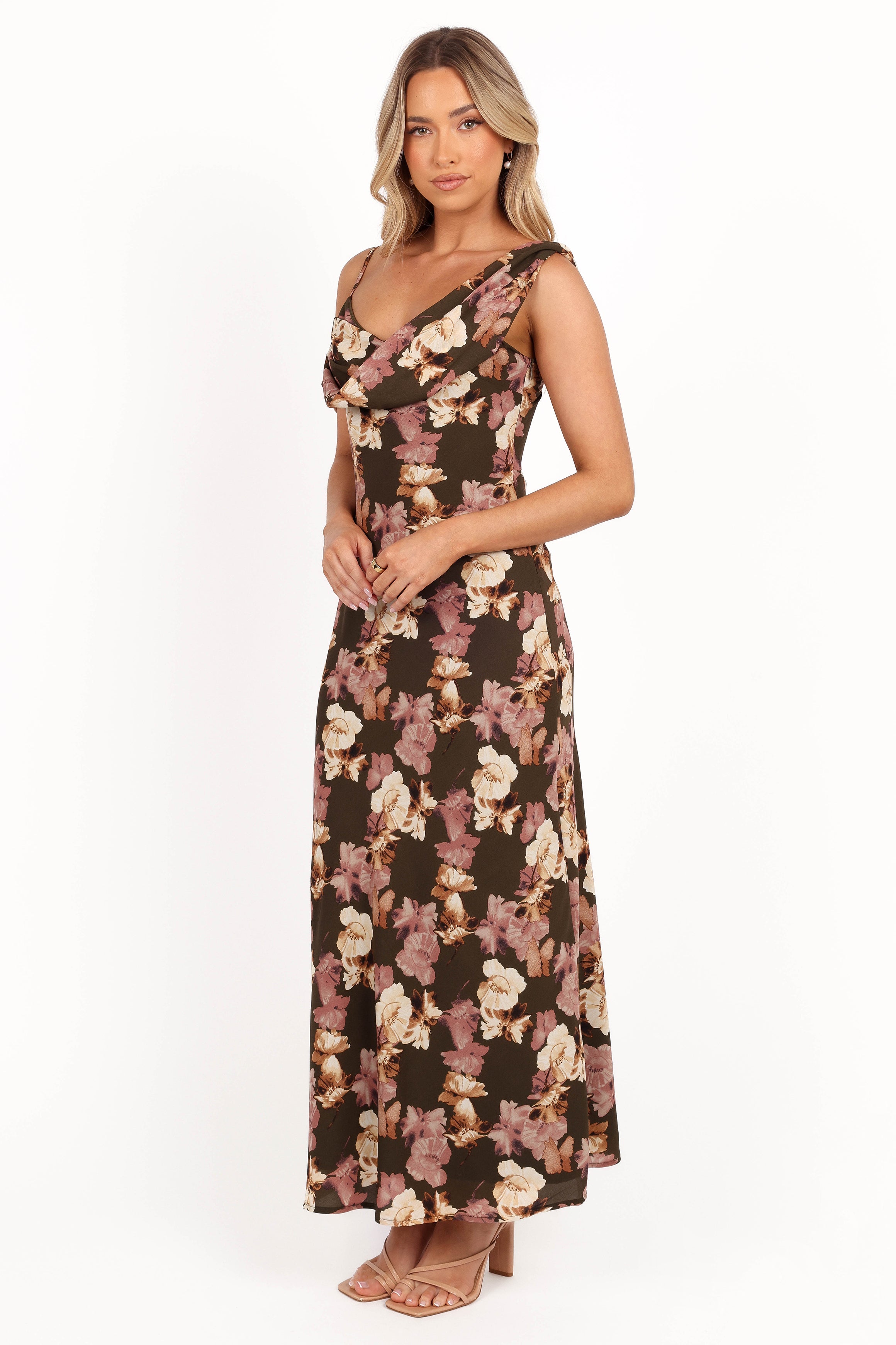 Petal and Pup USA DRESSES Kamryn Midi Dress - Olive Floral