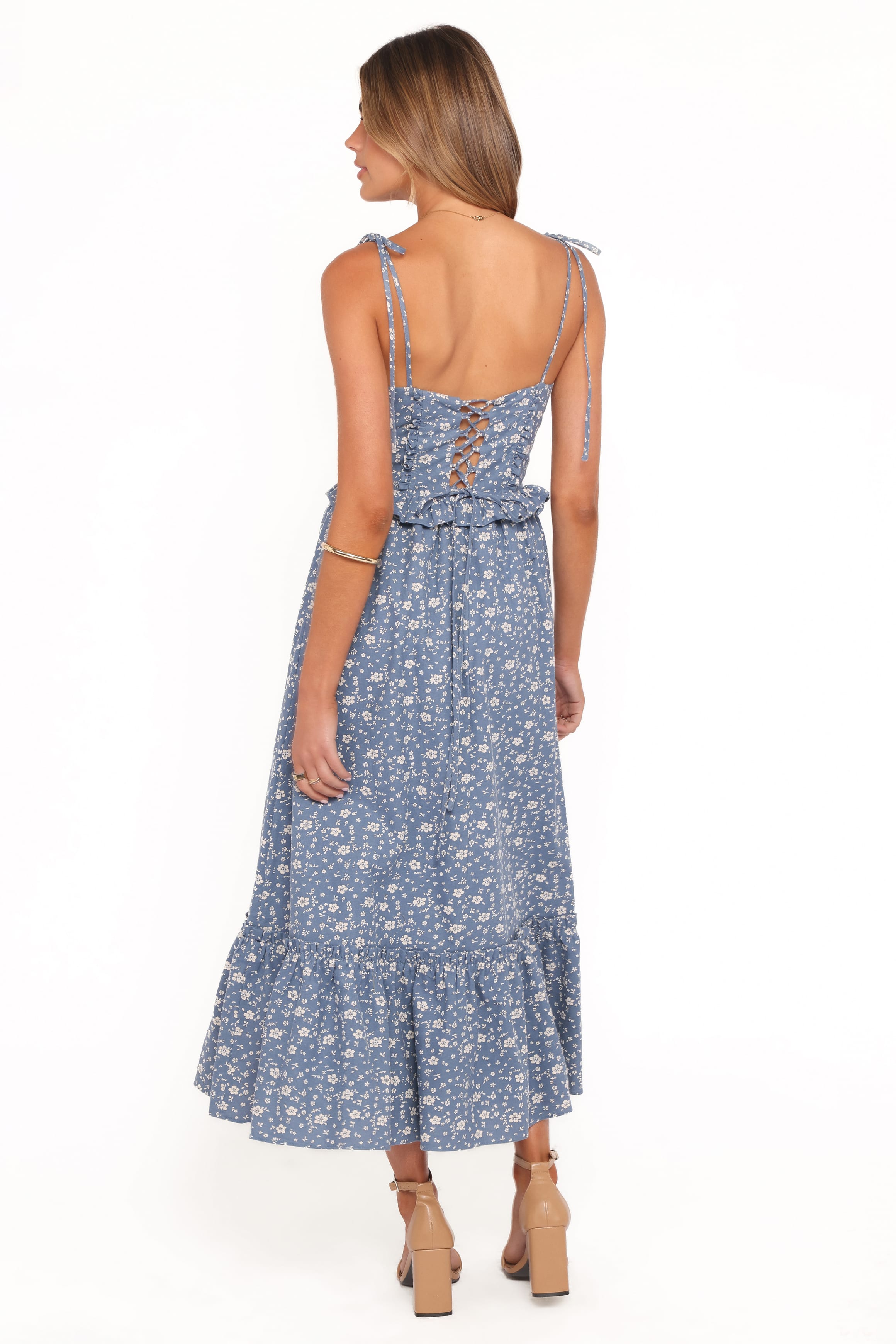 Petal and Pup USA DRESSES Karie Midi Dress - Blue Floral