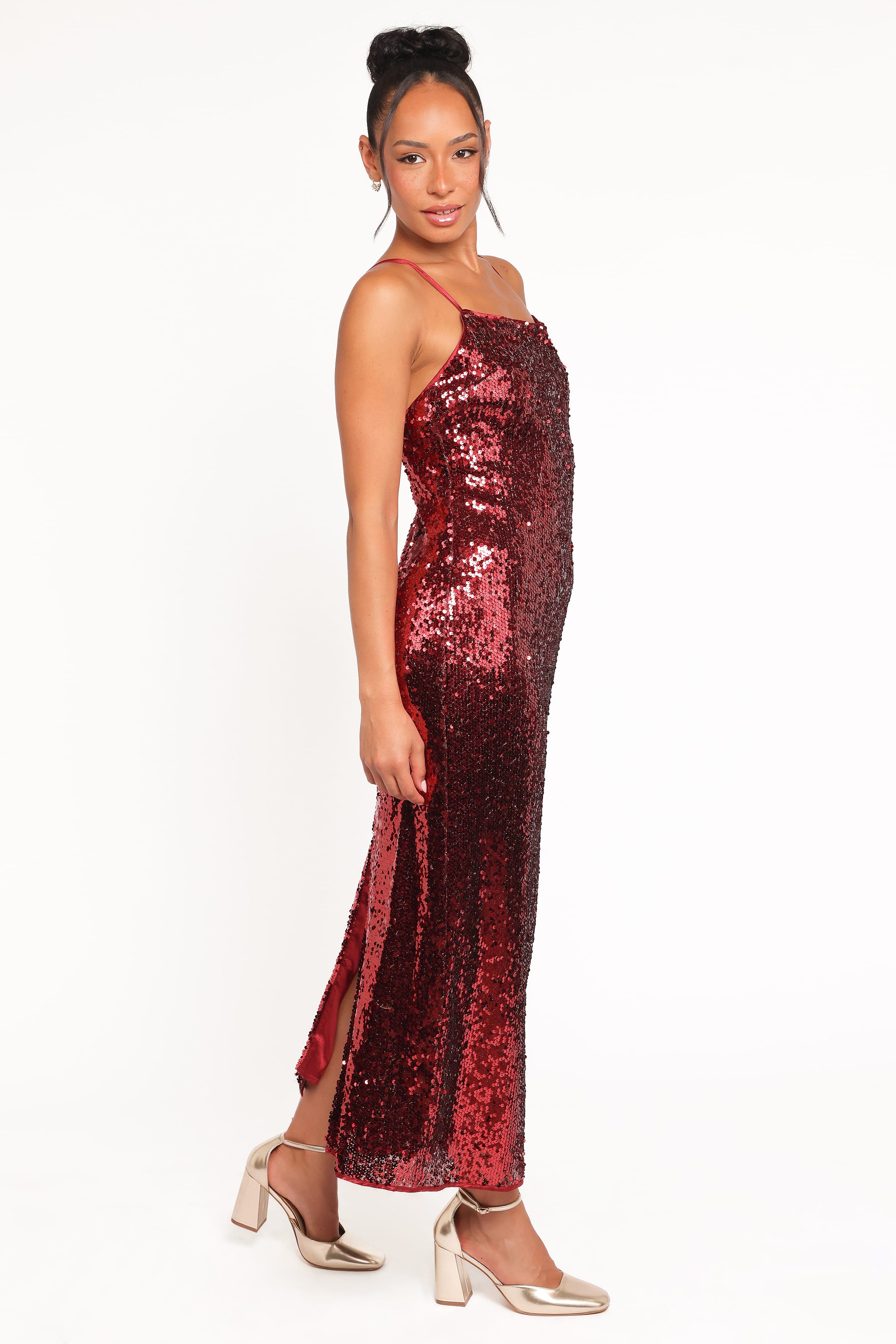 Petal and Pup USA DRESSES Karley Sequin Maxi Dress - Burgundy