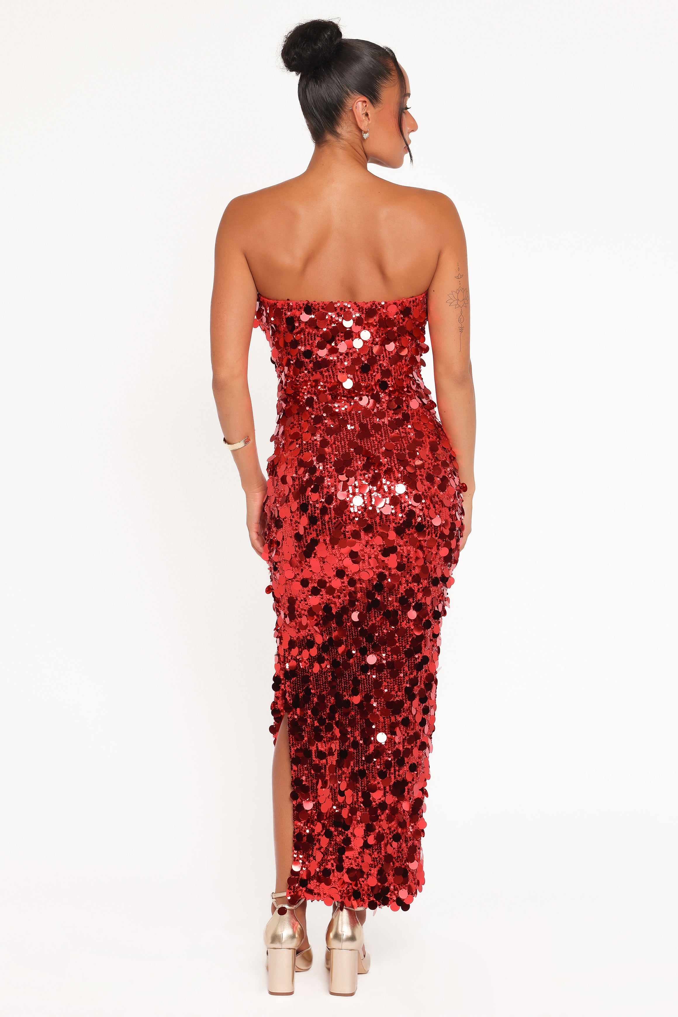 Petal and Pup USA DRESSES Karlie Strapless Sequin Maxi Dress - Red