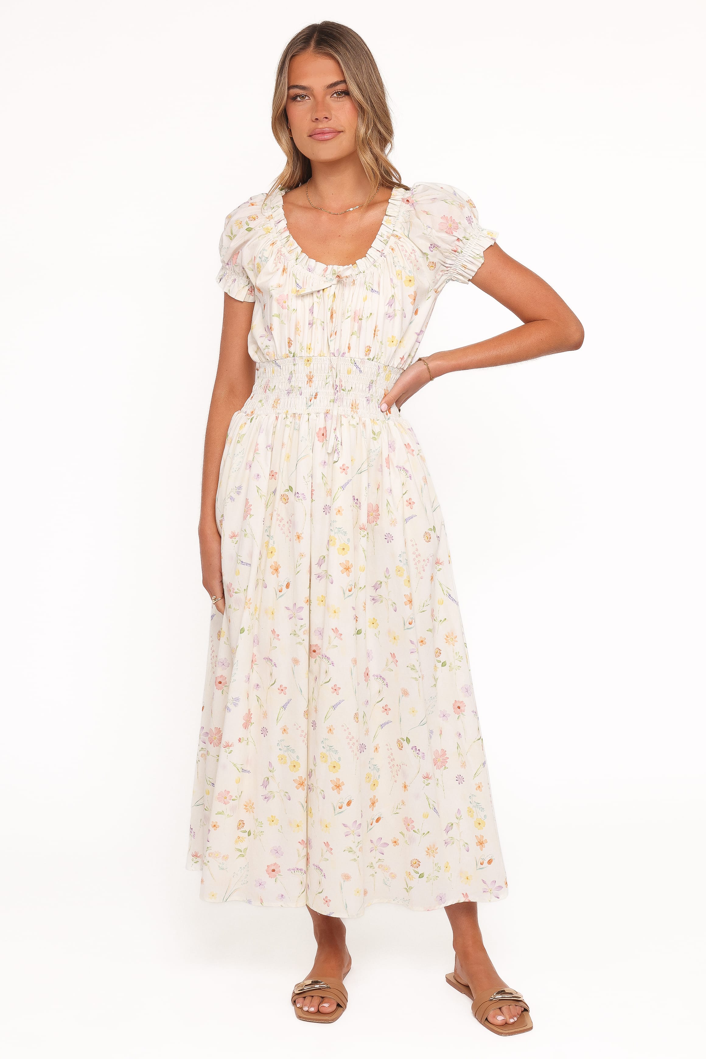 Petal and Pup USA DRESSES Katana Puff Sleeve Midi Dress - Floral