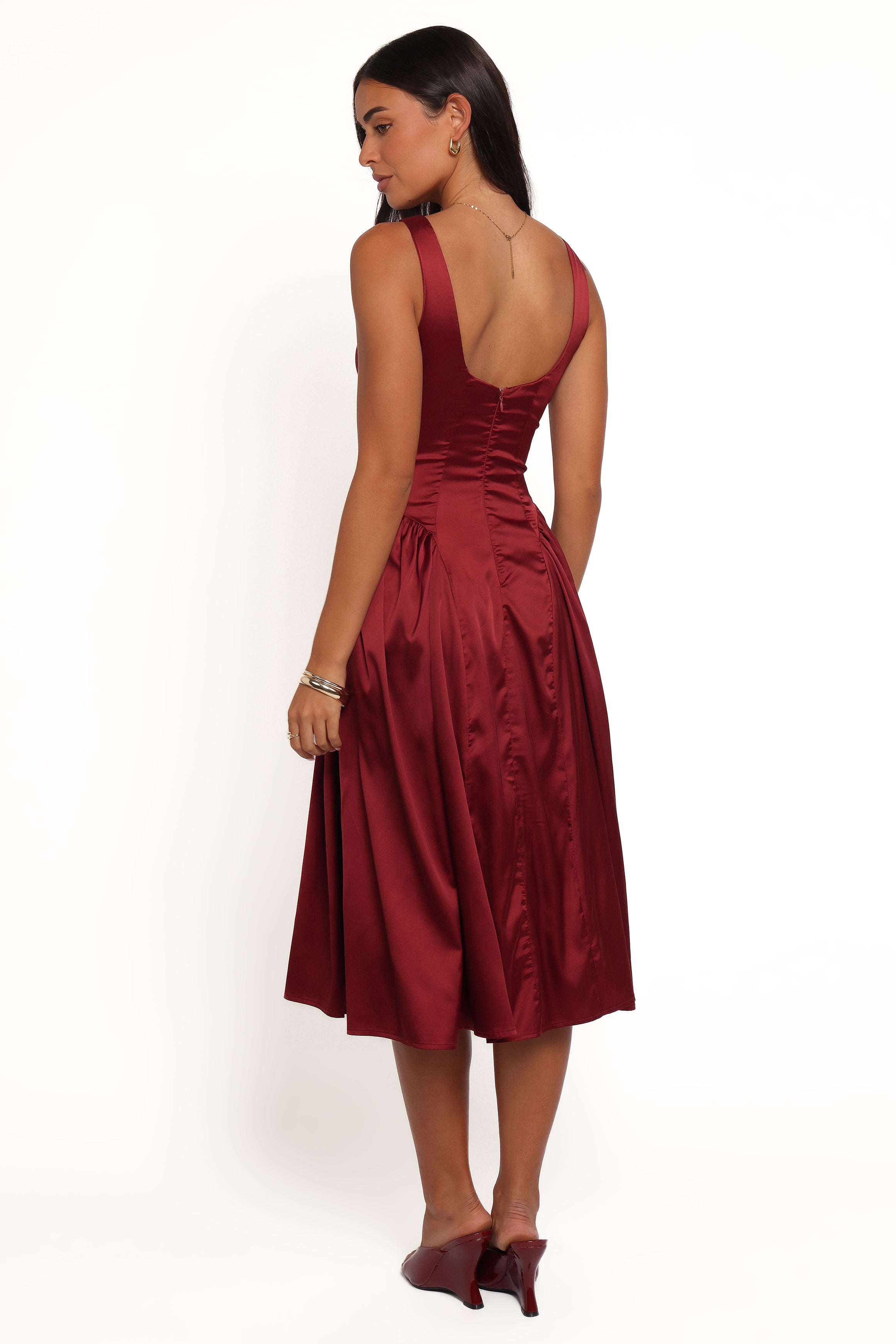 Petal and Pup USA DRESSES Katelyn Midi Dress - Burgundy