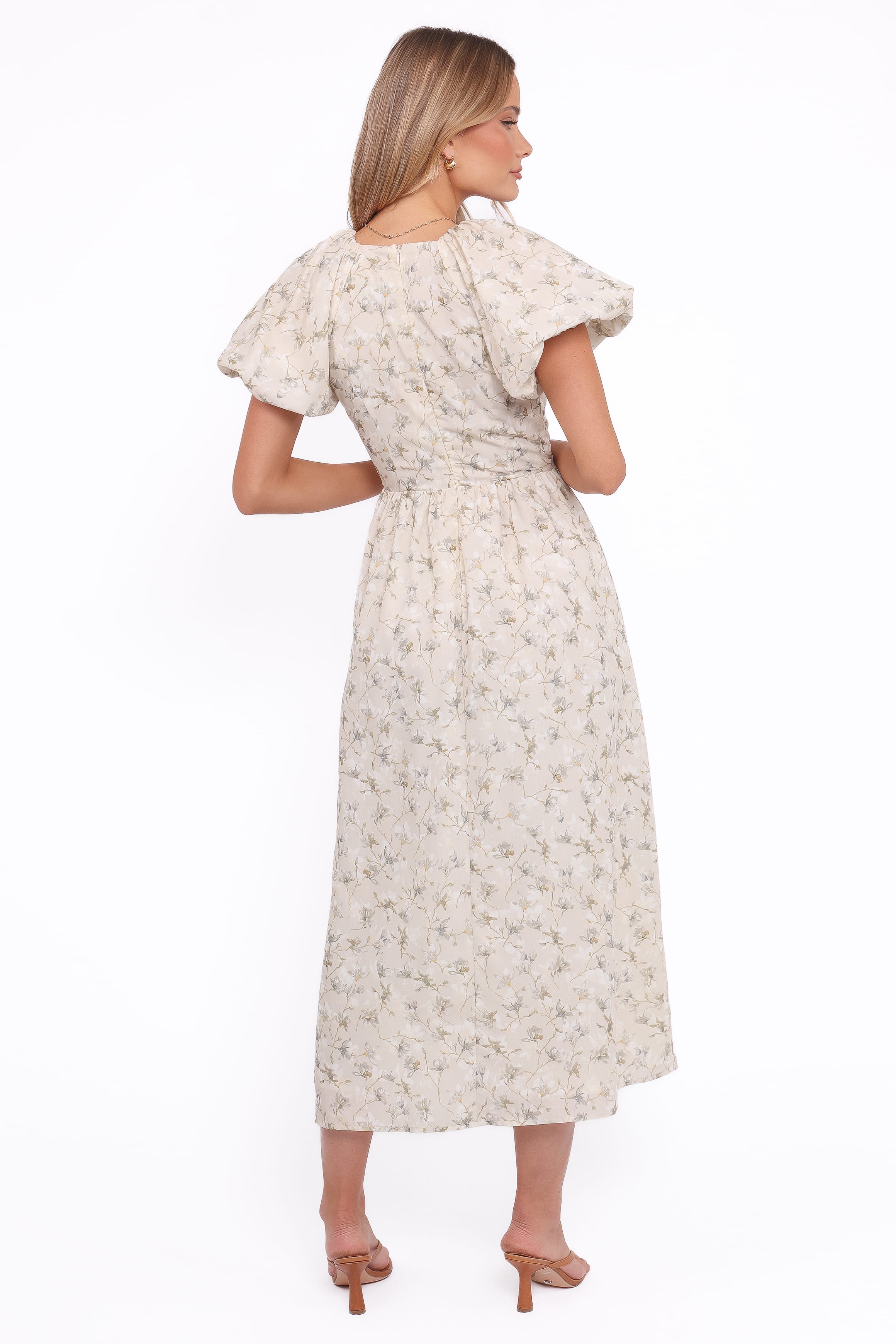 Petal and Pup USA DRESSES Kathleen Maxi Dress - Light Beige/Green Floral (Hold for Amazon)