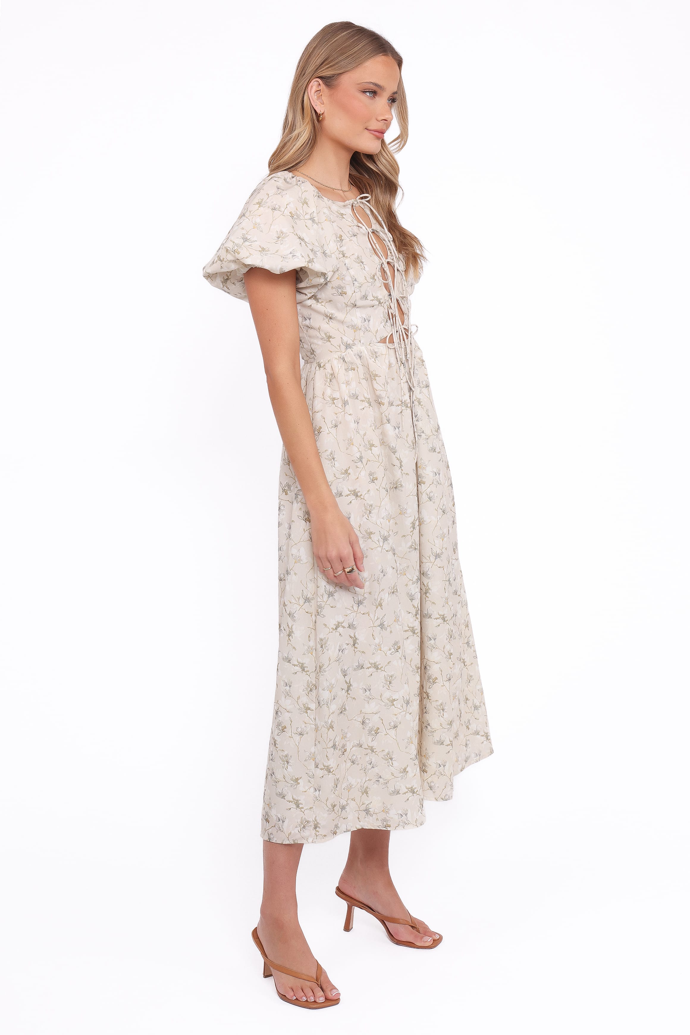 Petal and Pup USA DRESSES Kathleen Maxi Dress - Light Beige/Green Floral (Hold for Amazon)