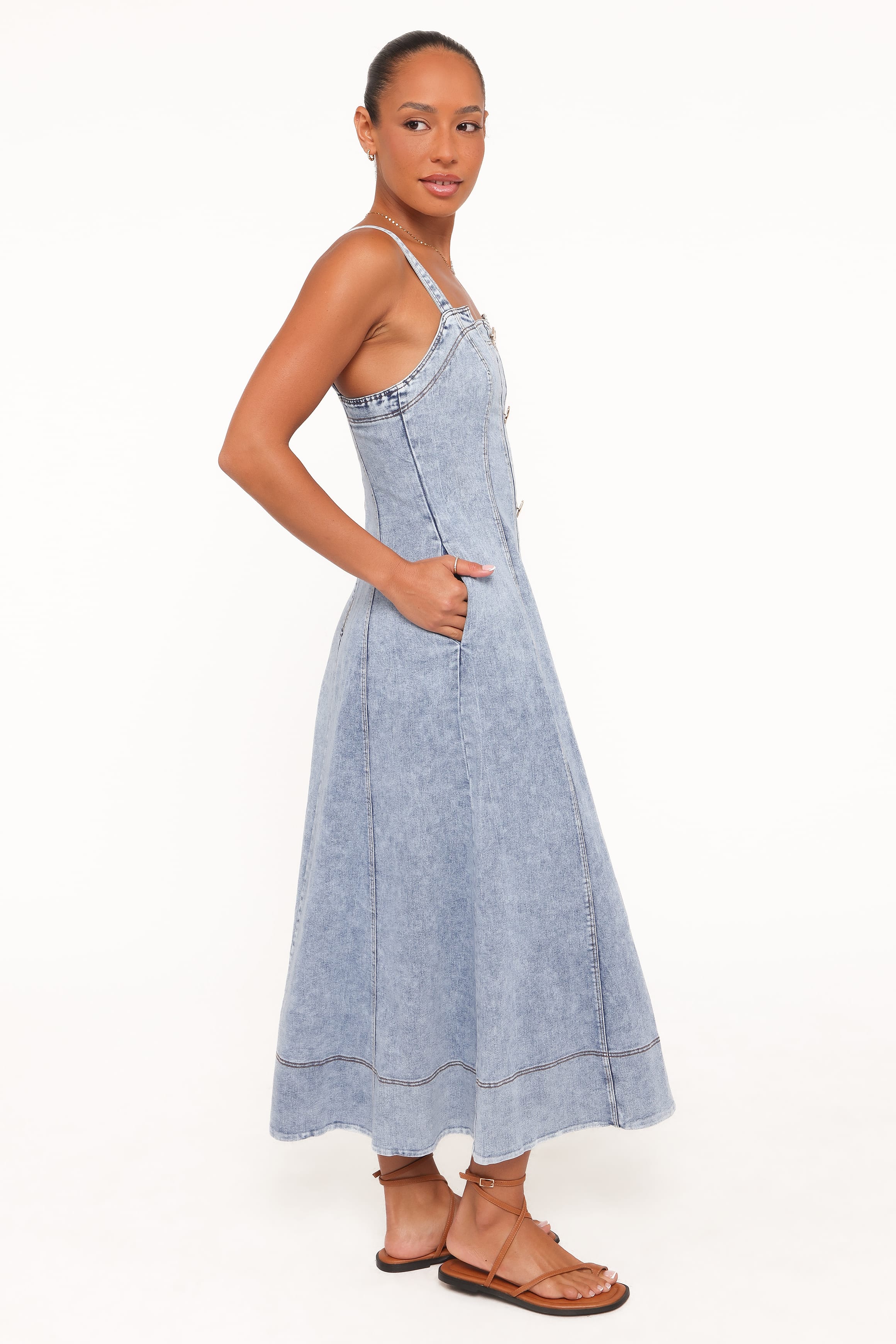 Petal and Pup USA DRESSES Katie Maxi Dress - Med Denim