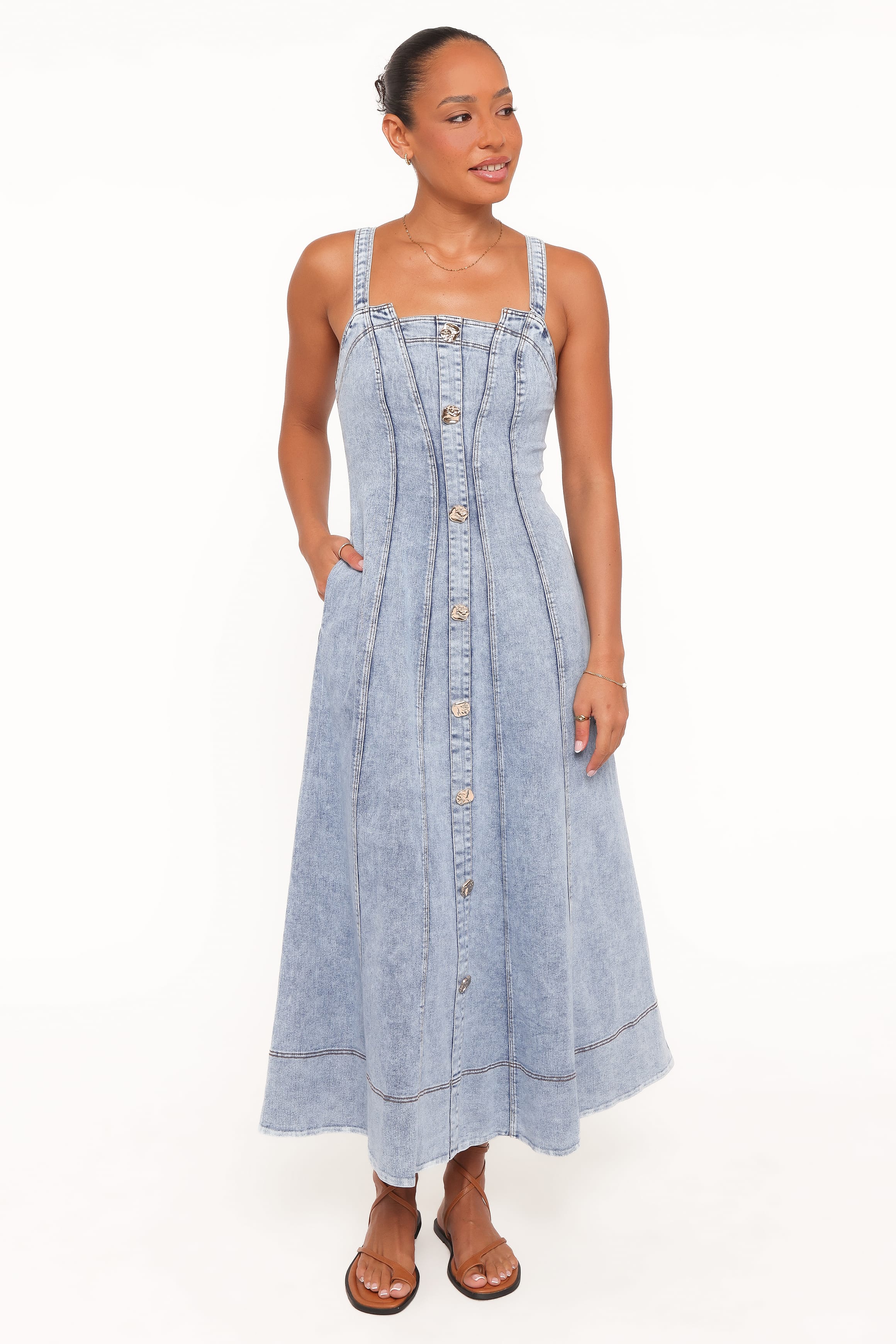 Petal and Pup USA DRESSES Katie Maxi Dress - Med Denim